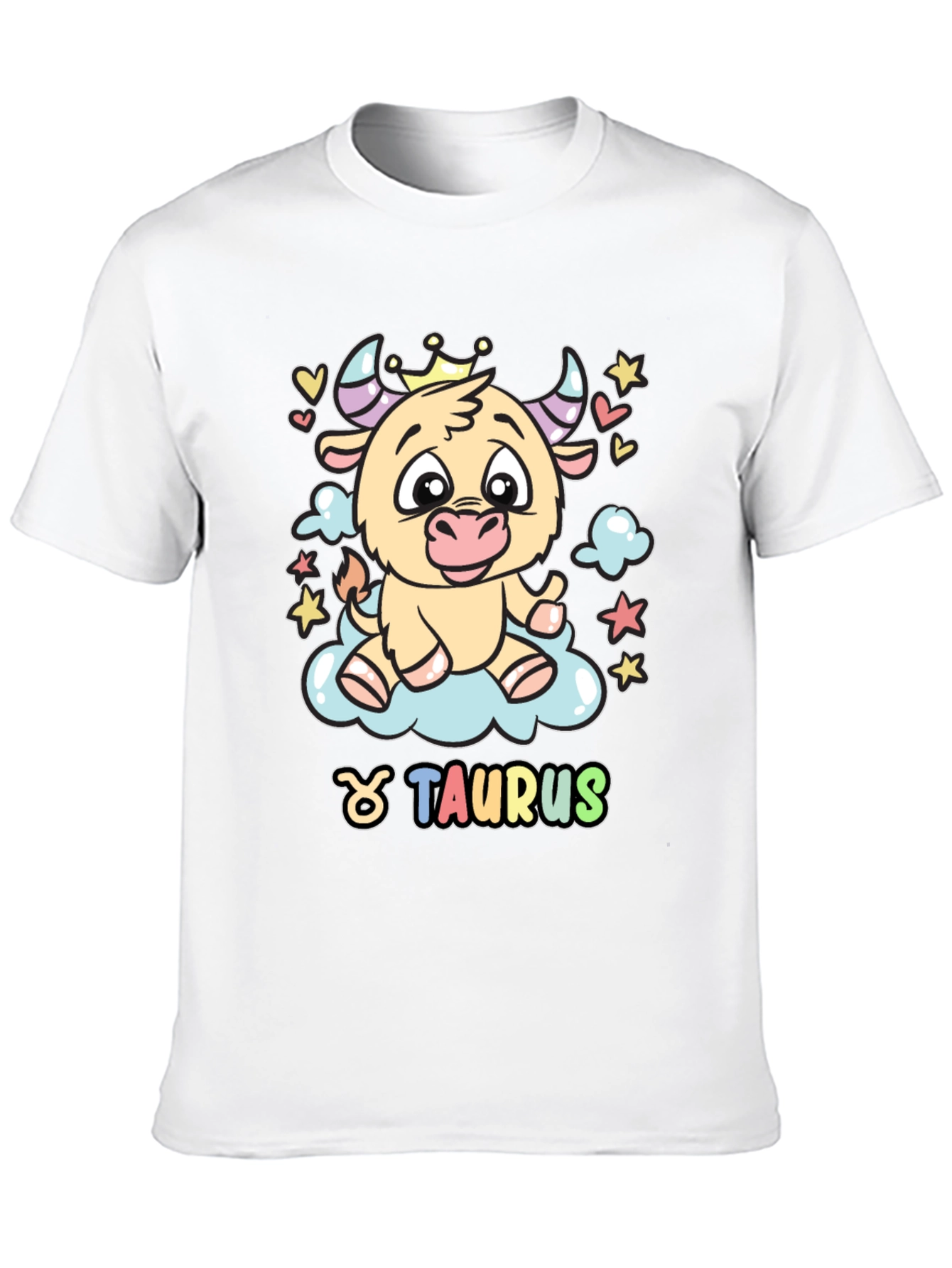 Taurus Zodiac Sign Cartoon Bull Black T-Shirt