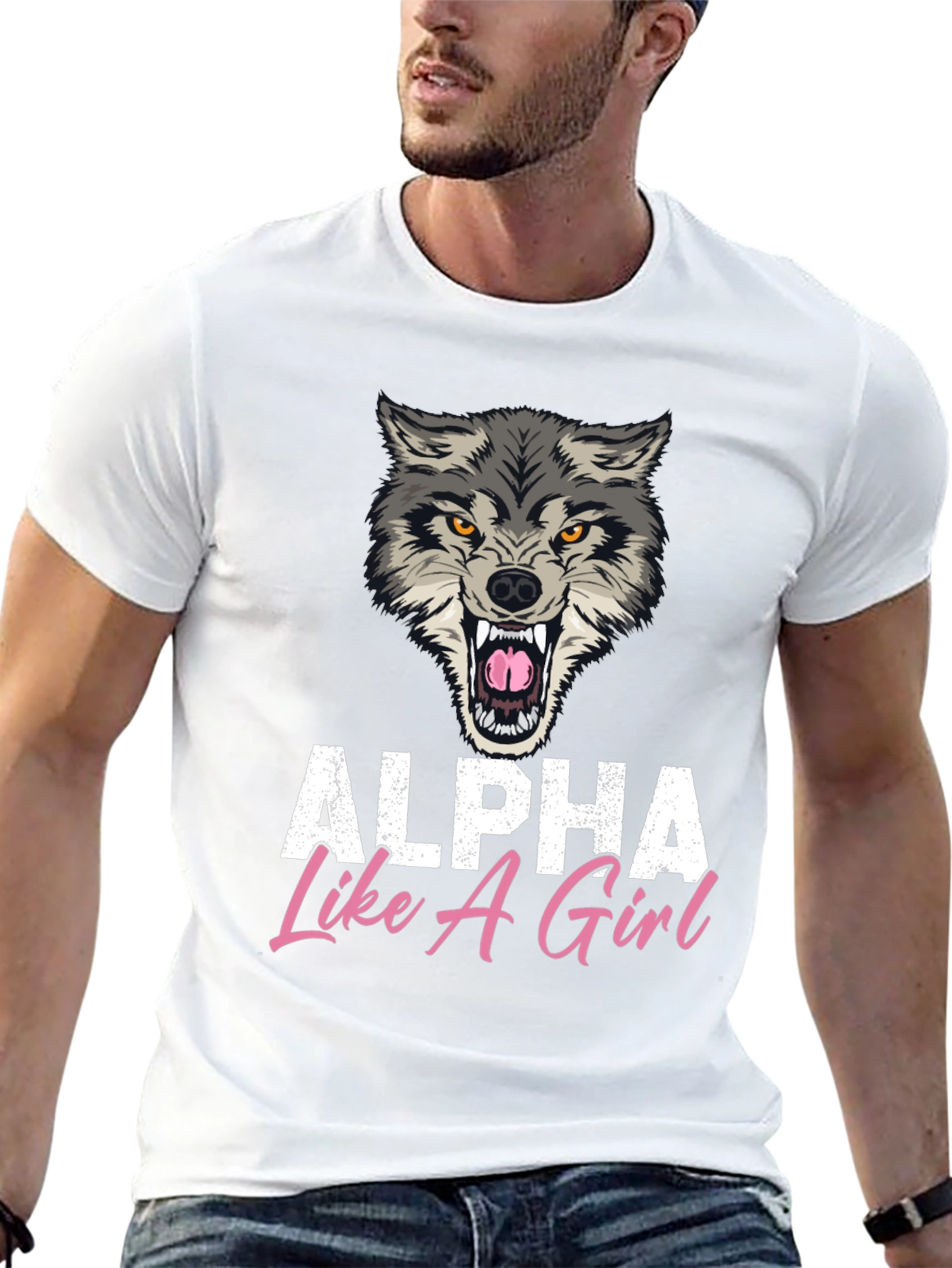 Alpha Like A Girl Graphic Tee - Wolf Design