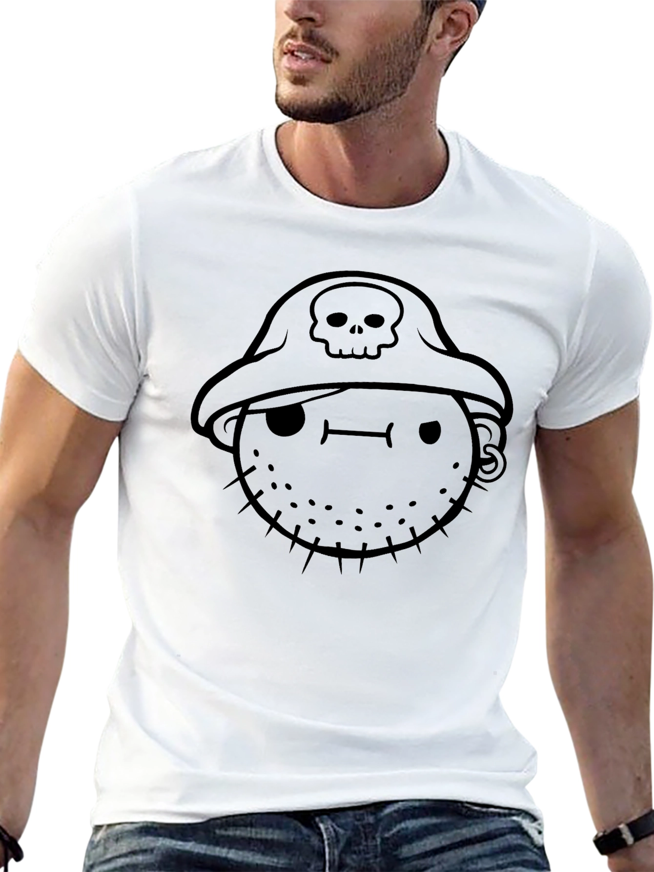 Pirate Graphic Tee - Black Cotton Casual Shirt