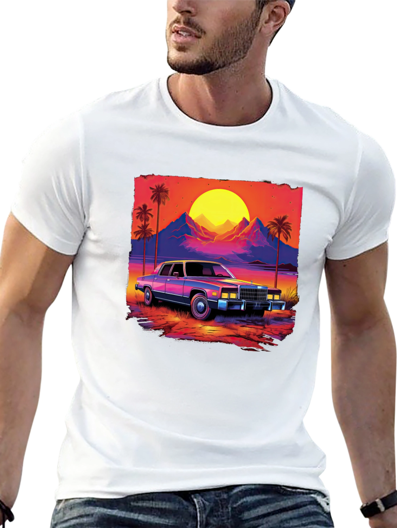 Retro Sunset Car Graphic Tee