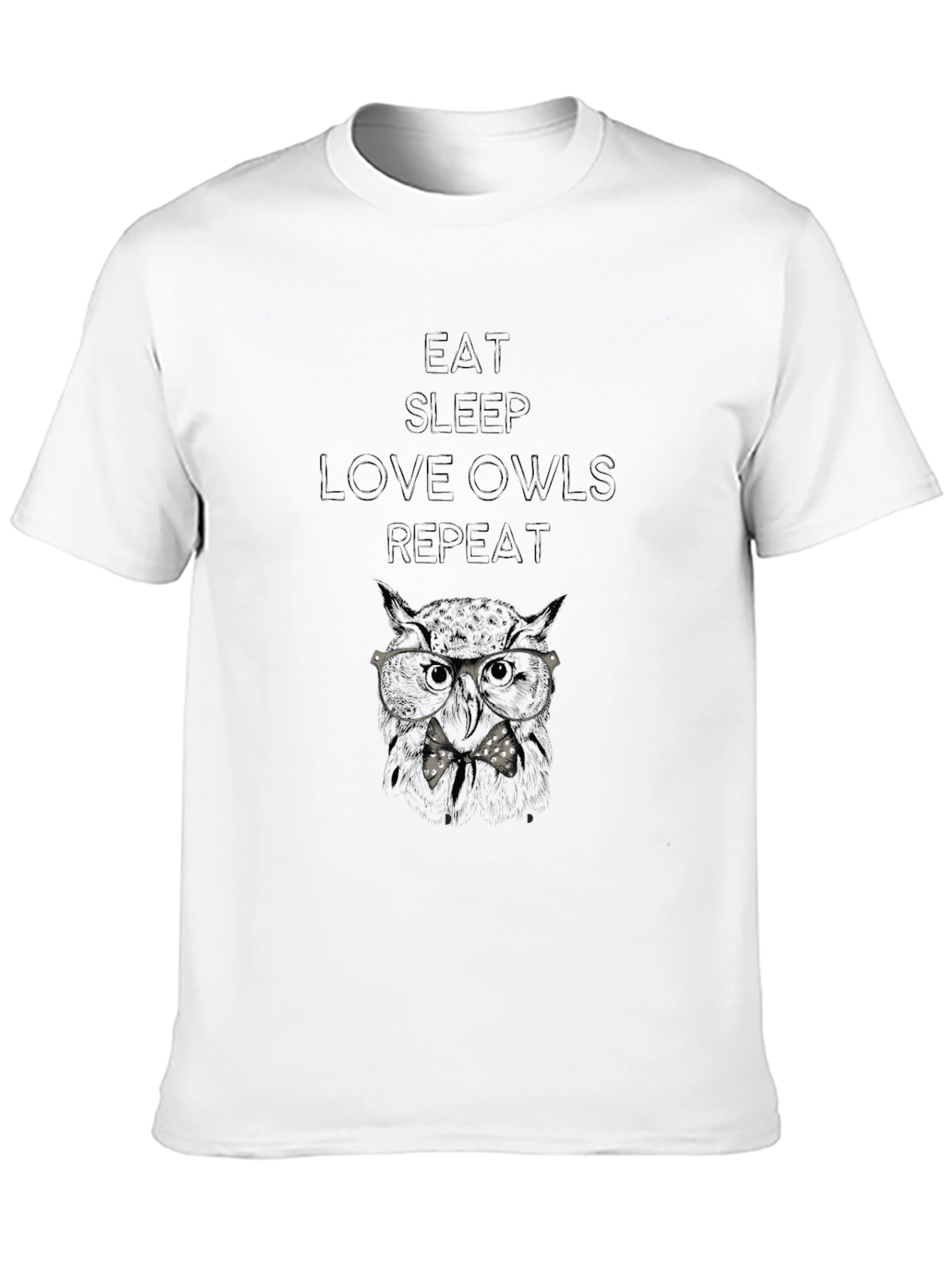 Eat Sleep Love Owls Repeat Black T-Shirt