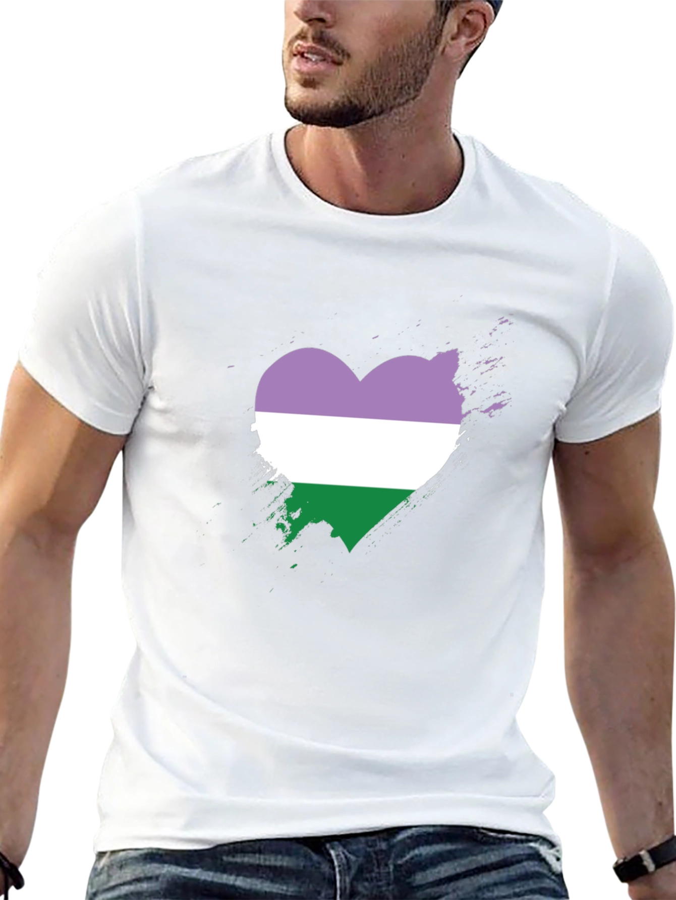 Genderqueer Pride Heart T-Shirt - LGBTQ+ Pride