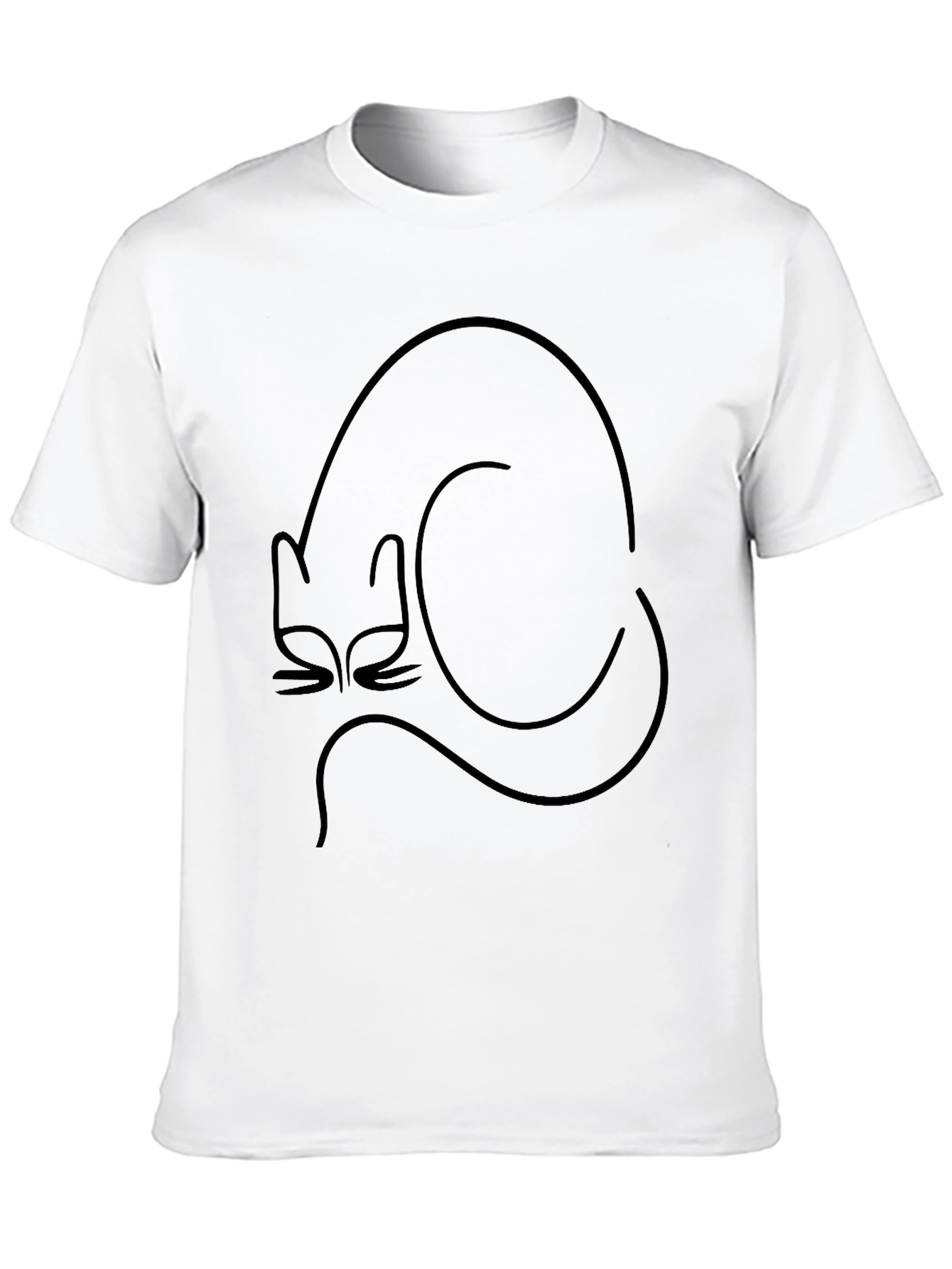 Minimalist Cat Outline Black T-Shirt