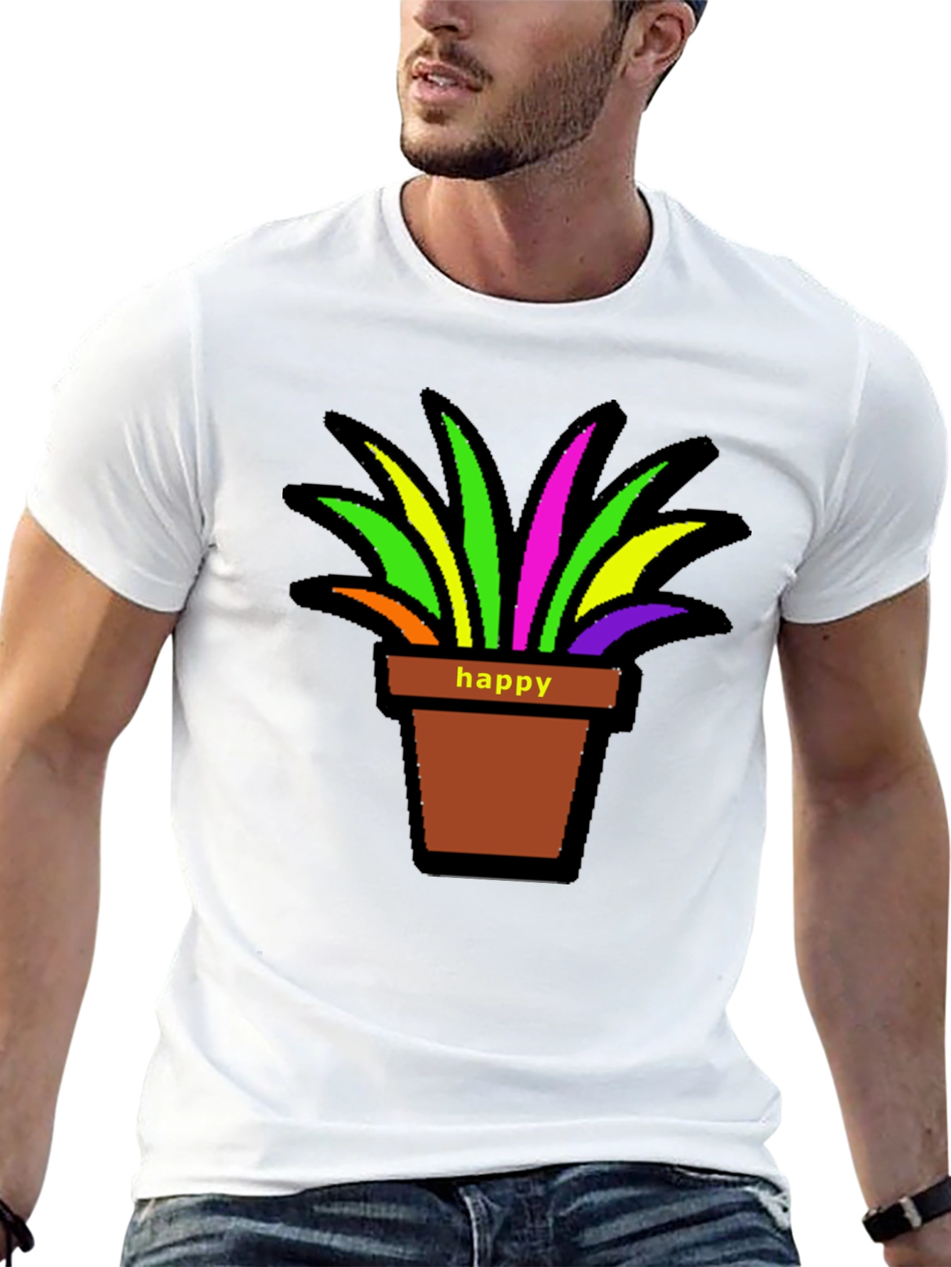 Happy Potted Plant Graphic T-Shirt