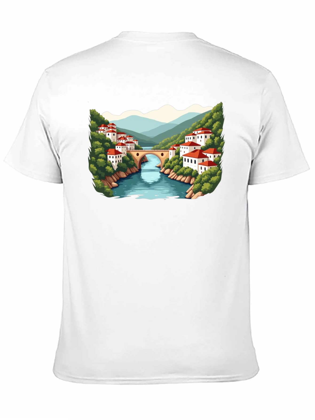 Scenic River Town Graphic T-Shirt