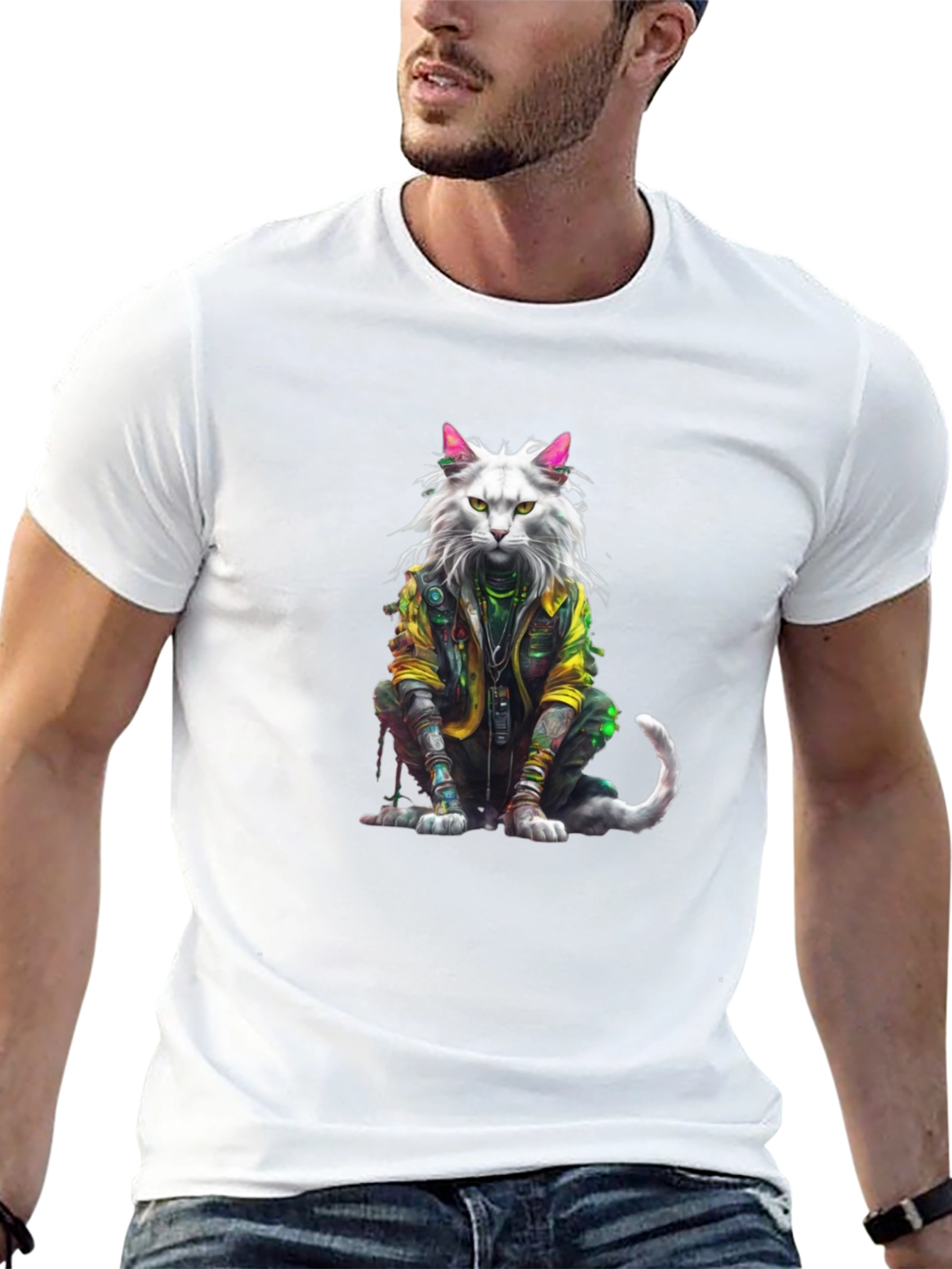Cyberpunk Cat T-Shirt - Unique Graphic Tee