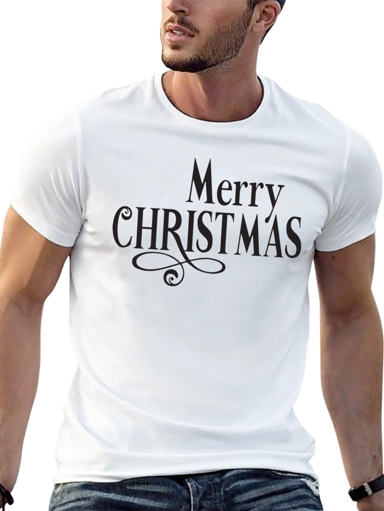 Merry Christmas Black T-Shirt Holiday Festive Season