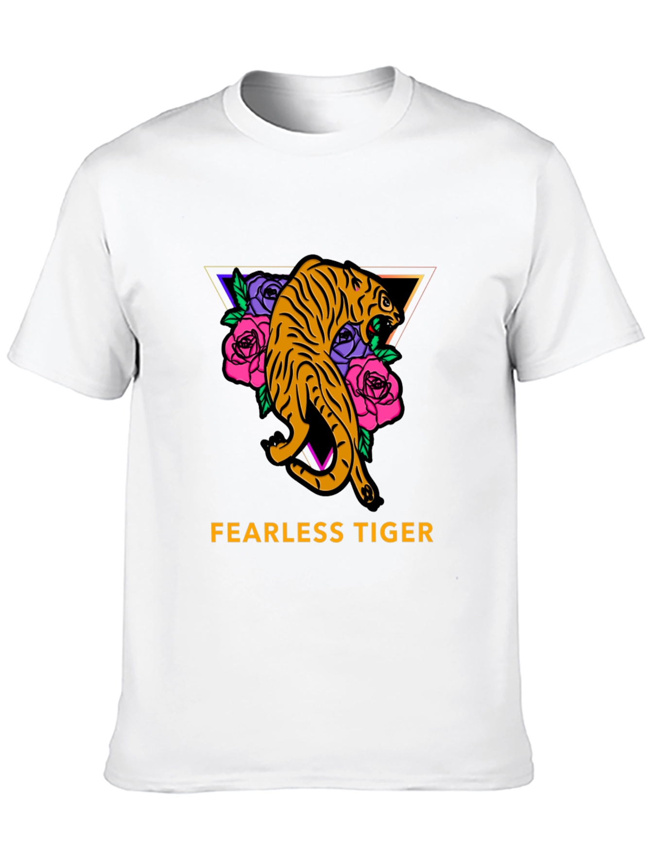 Fearless Tiger Graphic Tee - Black Cotton T-Shirt