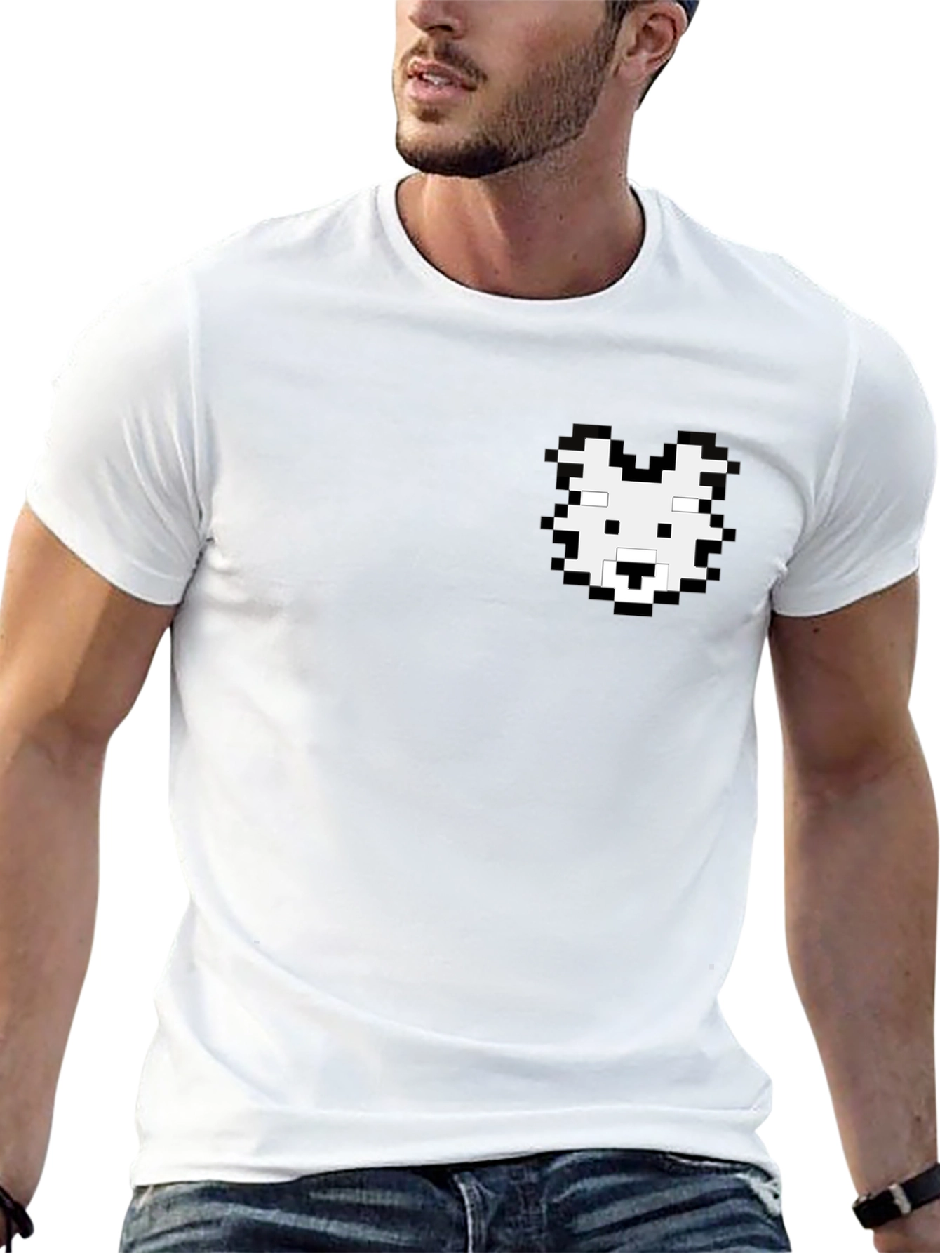 Pixel Art Dog T-Shirt - Black Cotton Tee