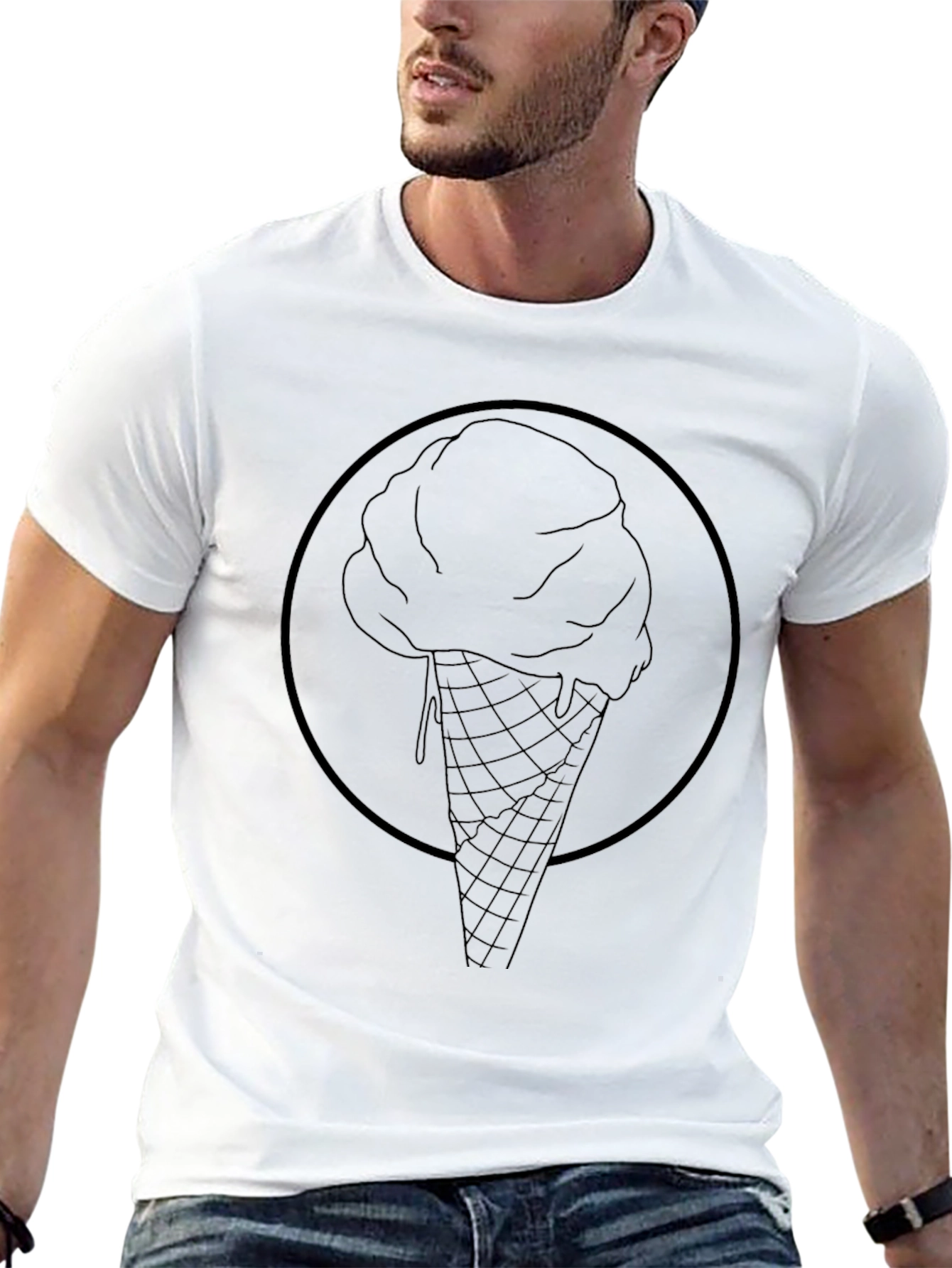 Mens Black Ice Cream Cone Graphic Tee