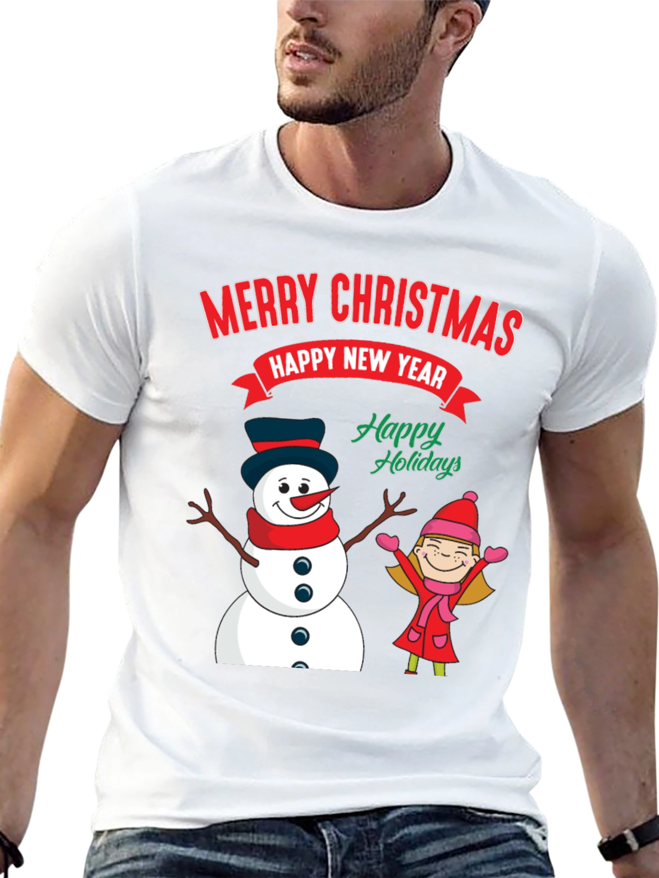 Merry Christmas Happy New Year Graphic Tee