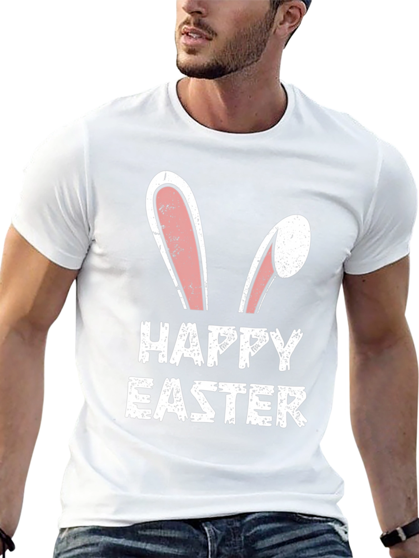 Happy Easter Bunny Ears T-Shirt - Black