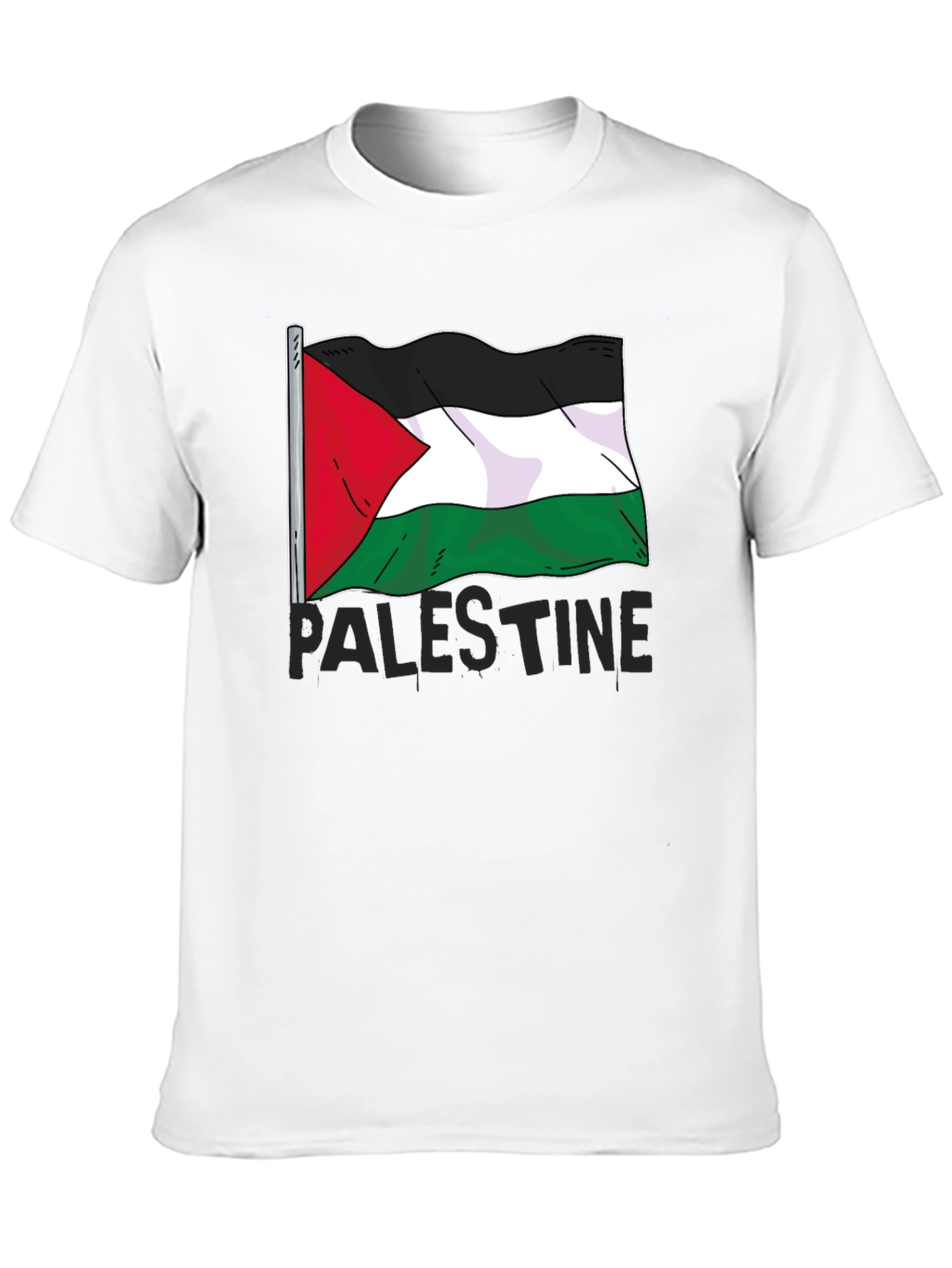 Palestine Flag Graphic Tee - Mens Black T-Shirt