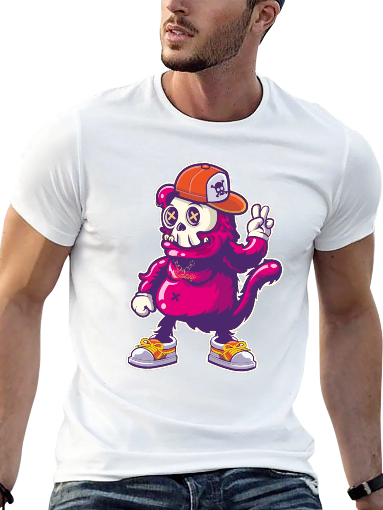 Cartoon Monkey T-Shirt - Skull Cap