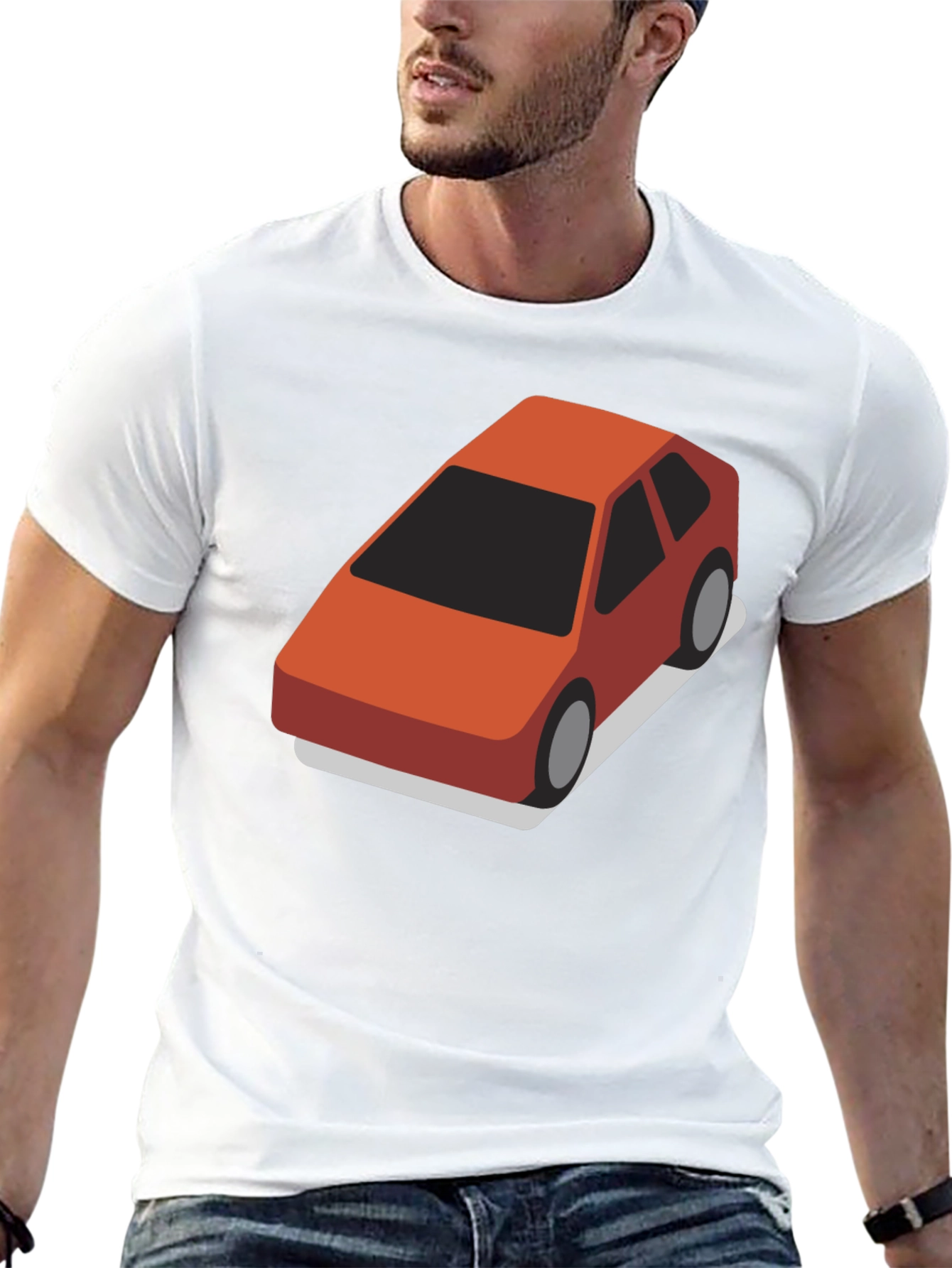 Isometric Car Graphic Tee - Black Cotton Blend T-Shirt