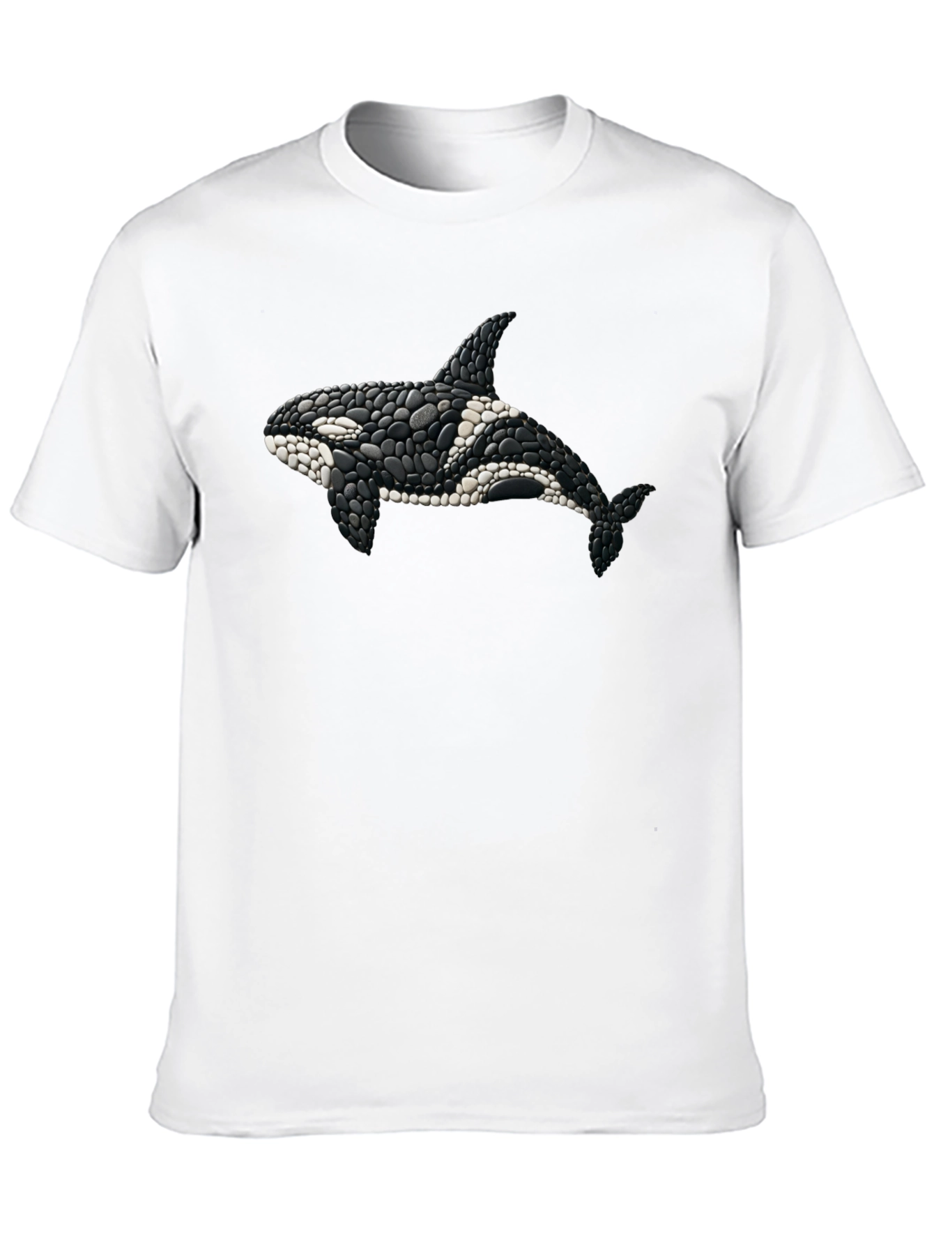 Orca Whale Stone Art Black T-Shirt