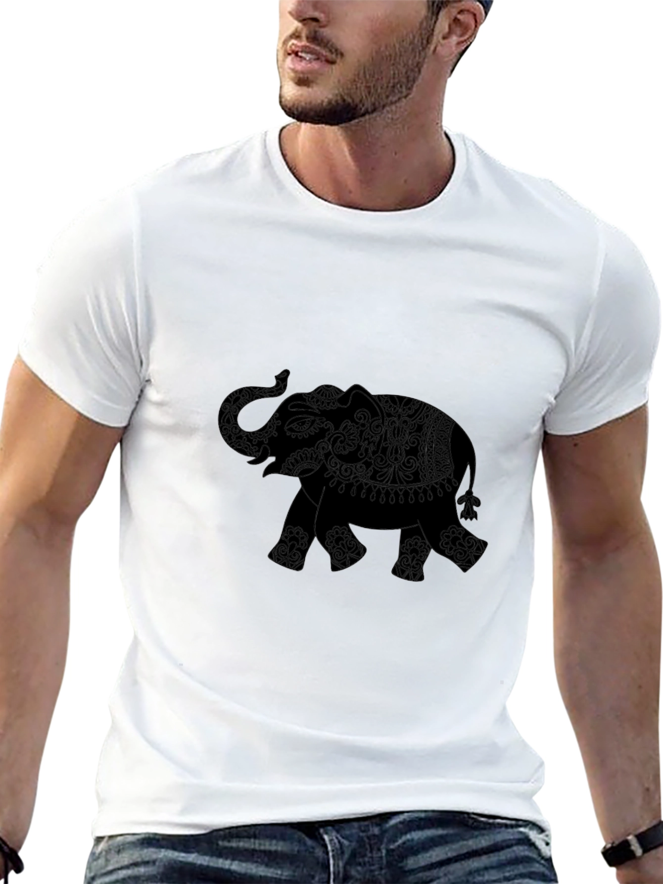 Elephant Silhouette Black T-Shirt