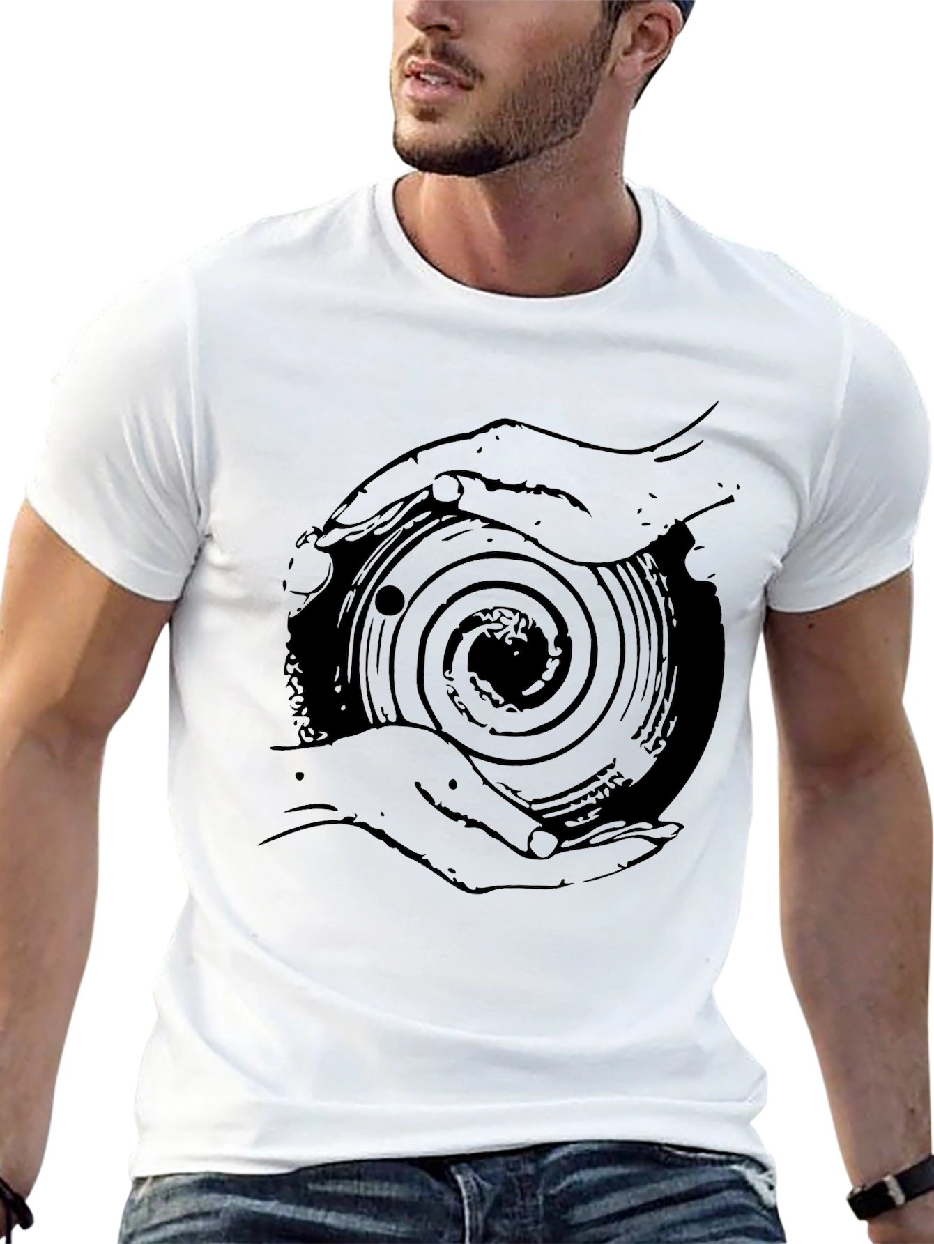 Spiral Hands Graphic Black T-Shirt