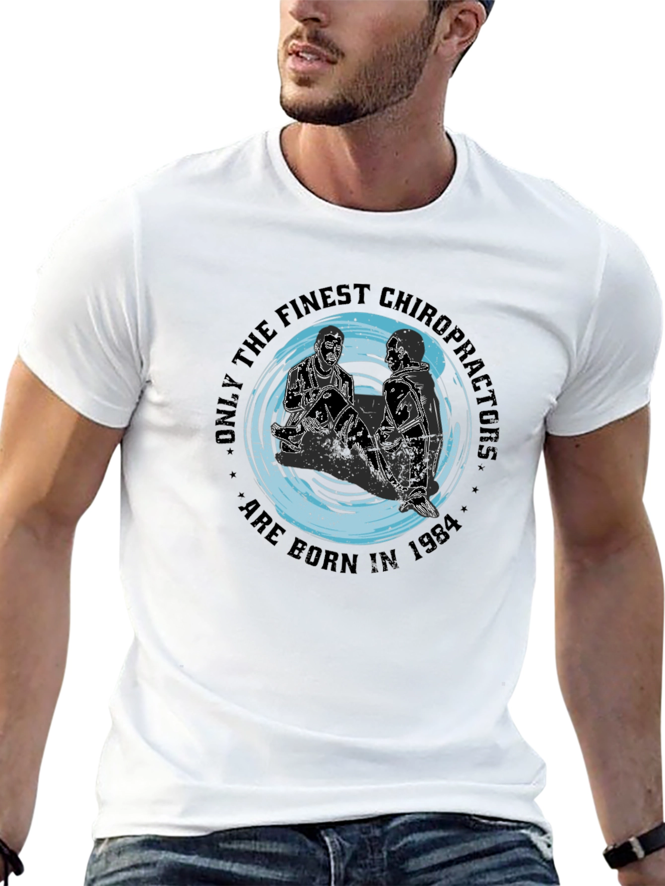 Finest Chiropractors 1984 T-Shirt - Black Graphic Tee