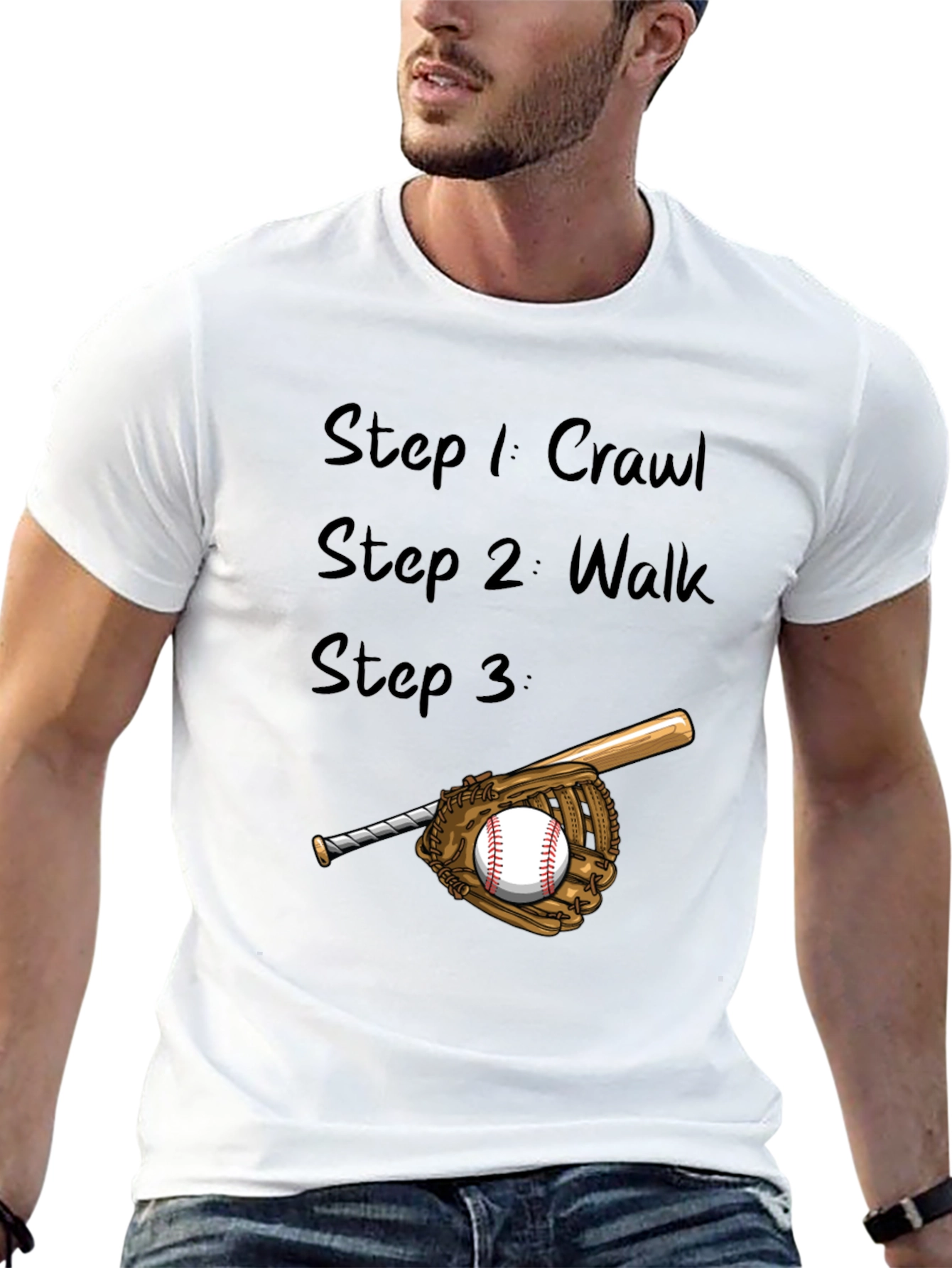 Baseball Steps Mens Black T-Shirt