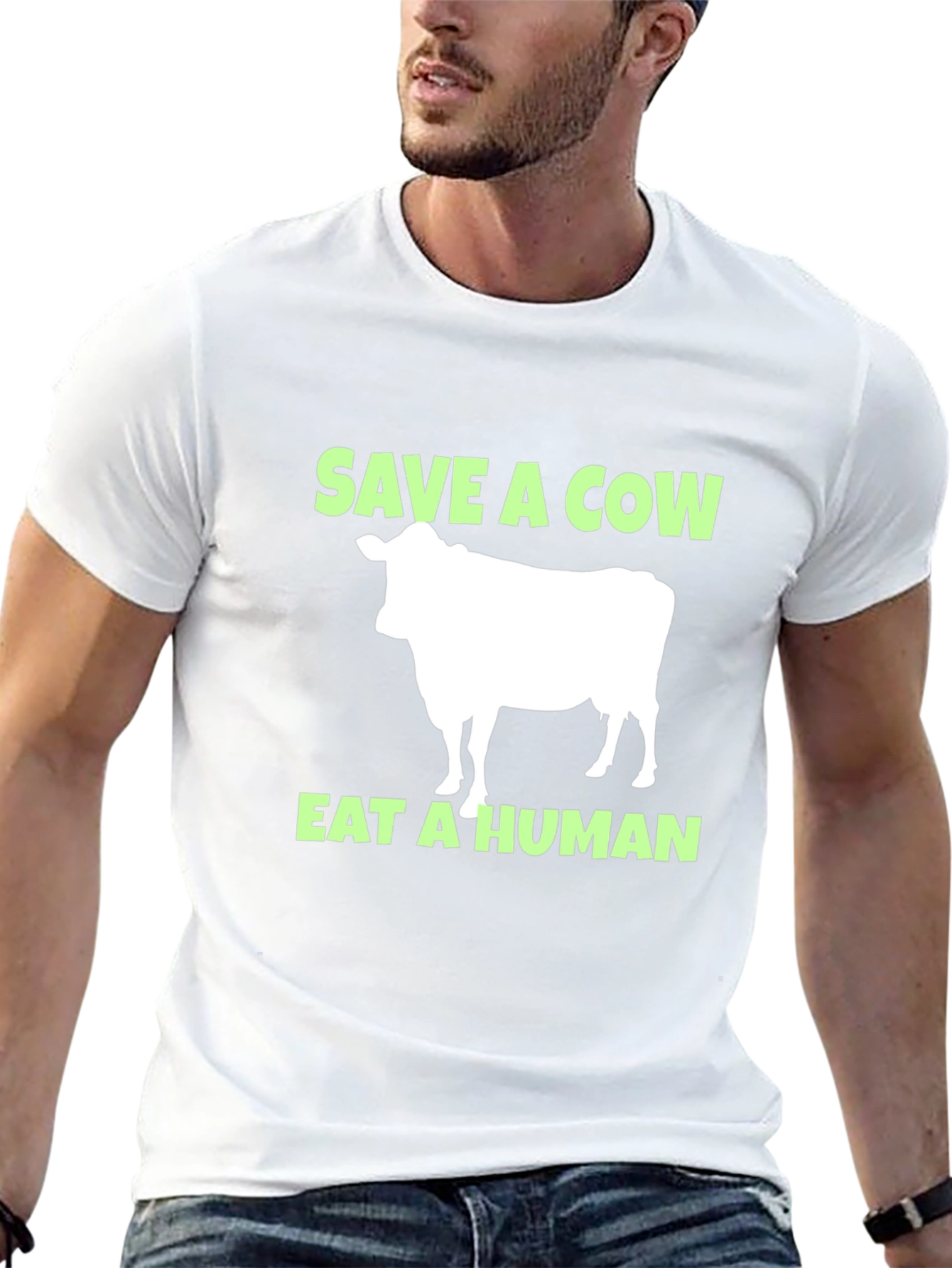 Save A Cow Eat A Human Black T-Shirt