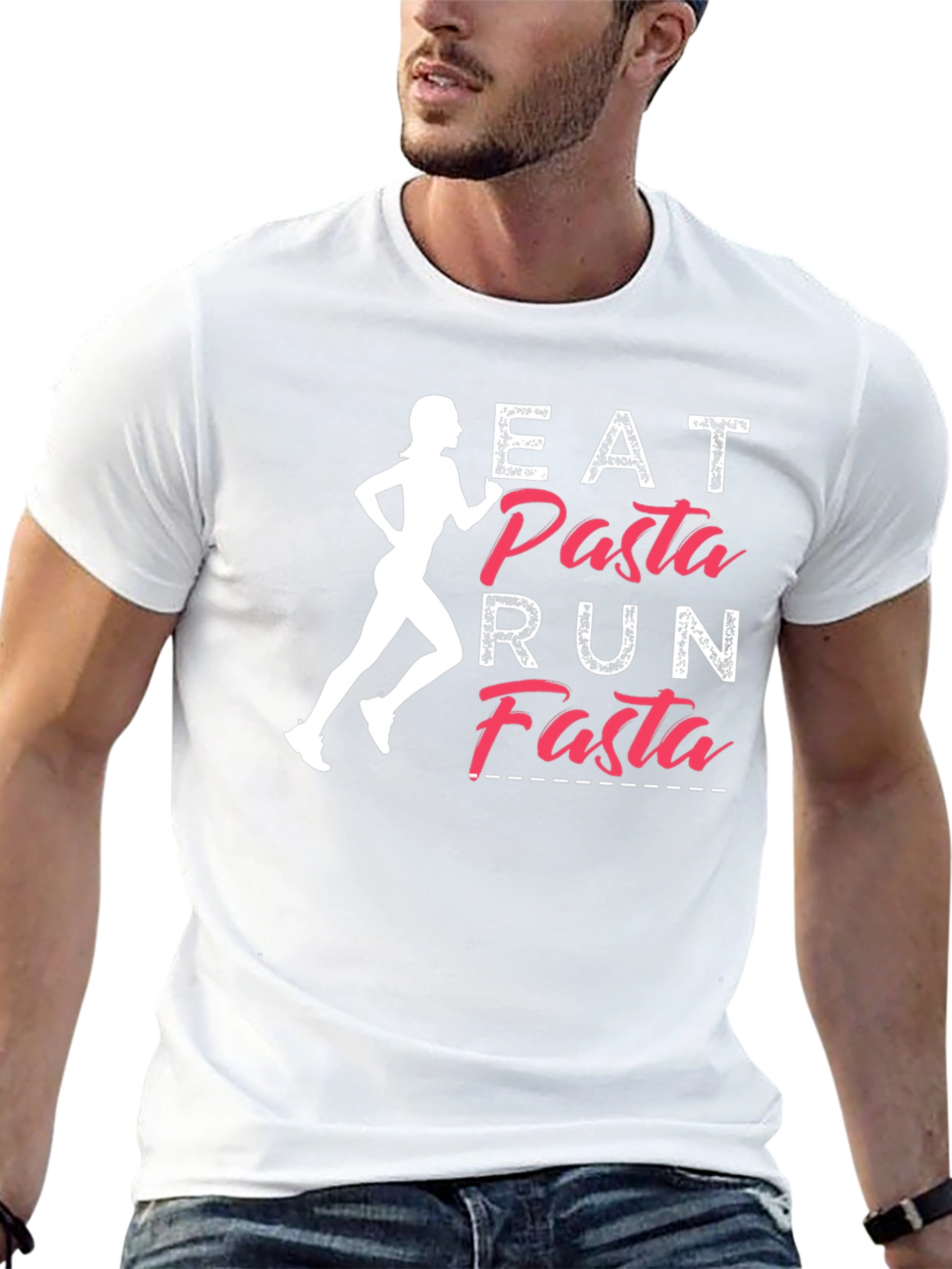 Eat Pasta Run Fasta Graphic T-Shirt - Running Tee