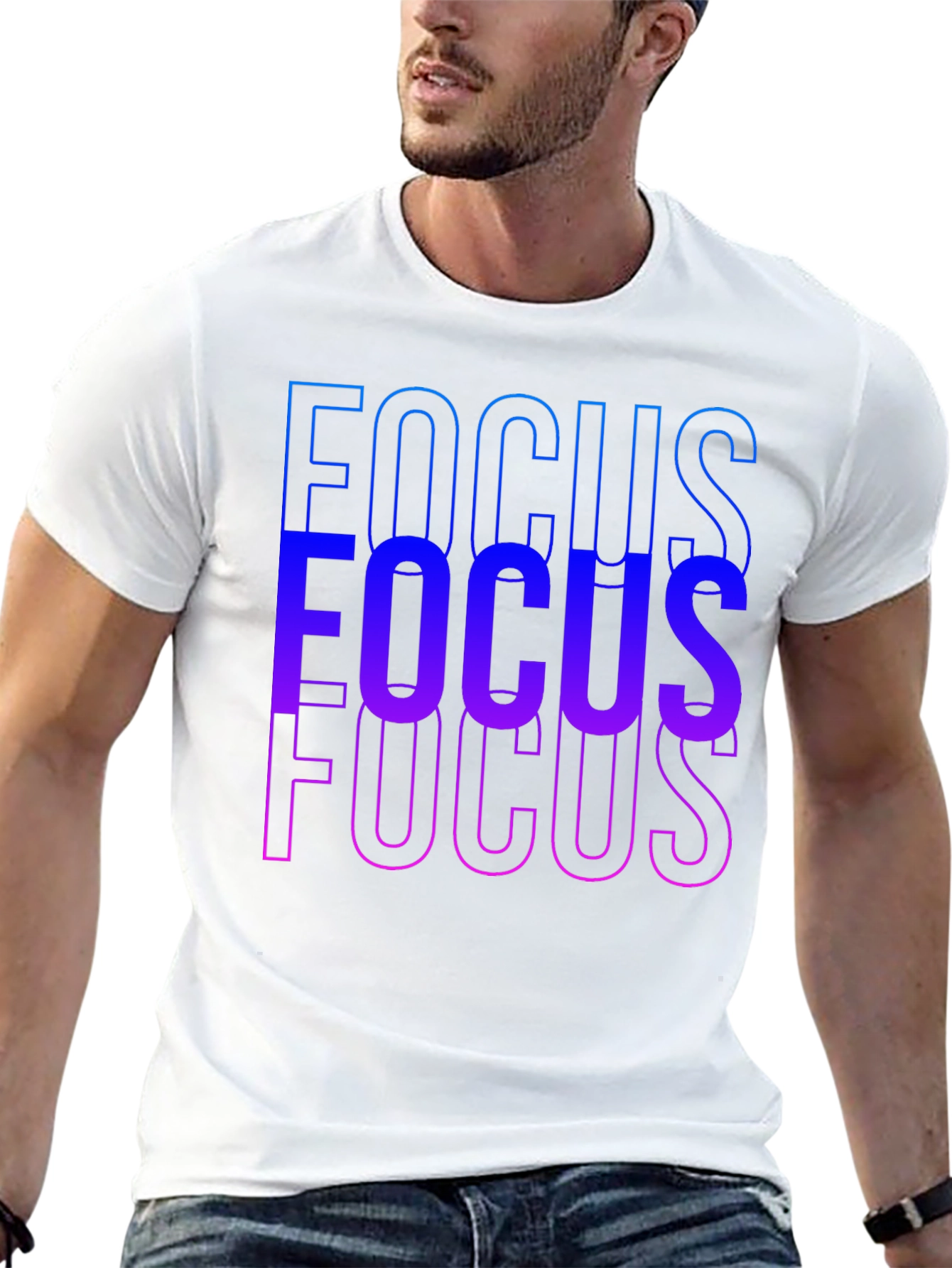 Focus Gradient Graphic T-Shirt - Mens Black Tee