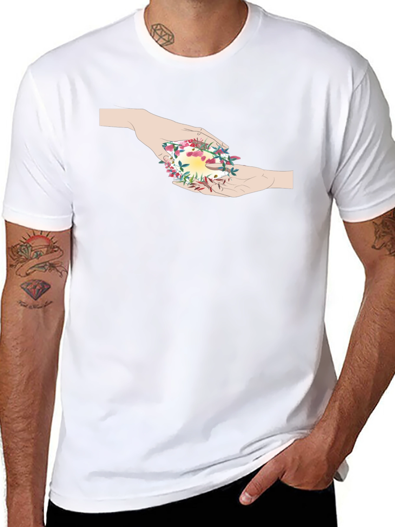 Nature Hands Graphic Tee - Soft Cotton Blend