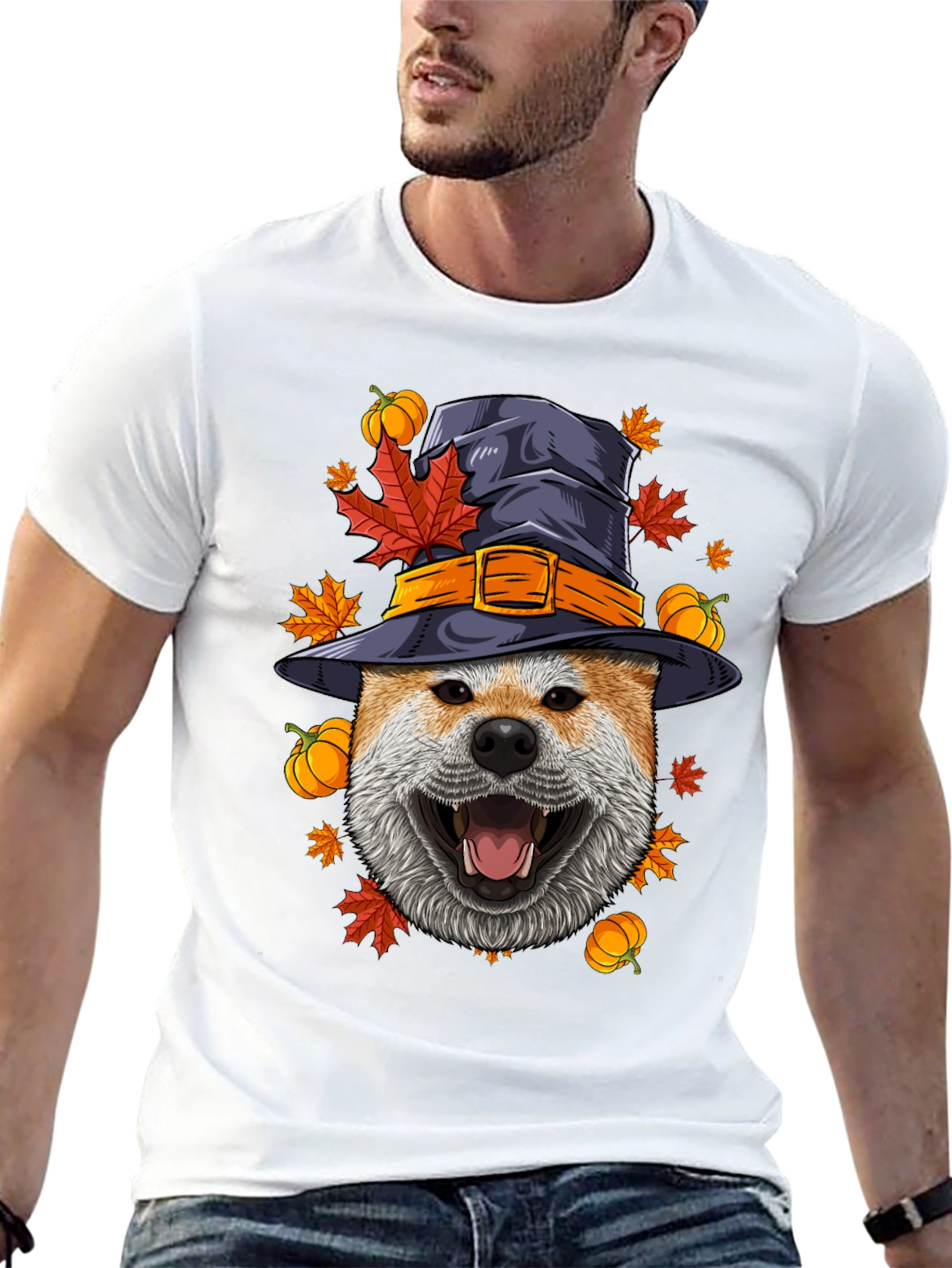 Dog in Witch Hat Halloween T-Shirt