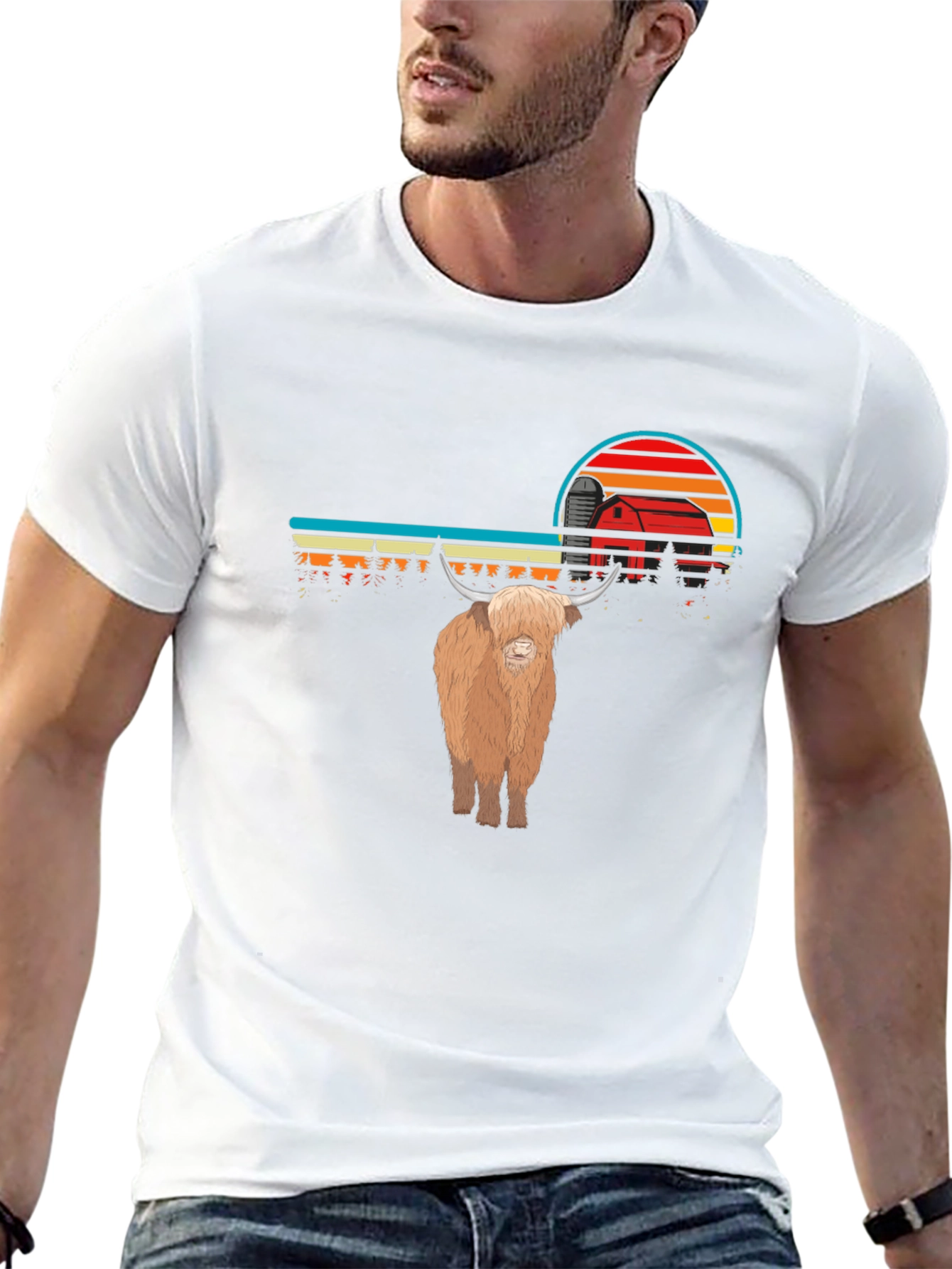 Highland Cow Sunset Graphic Tee