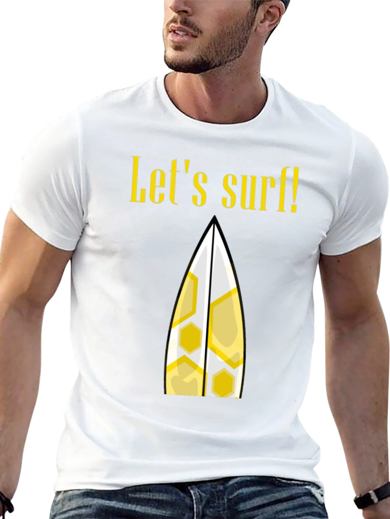 Lets Surf Graphic Tee - Black Cotton T-Shirt