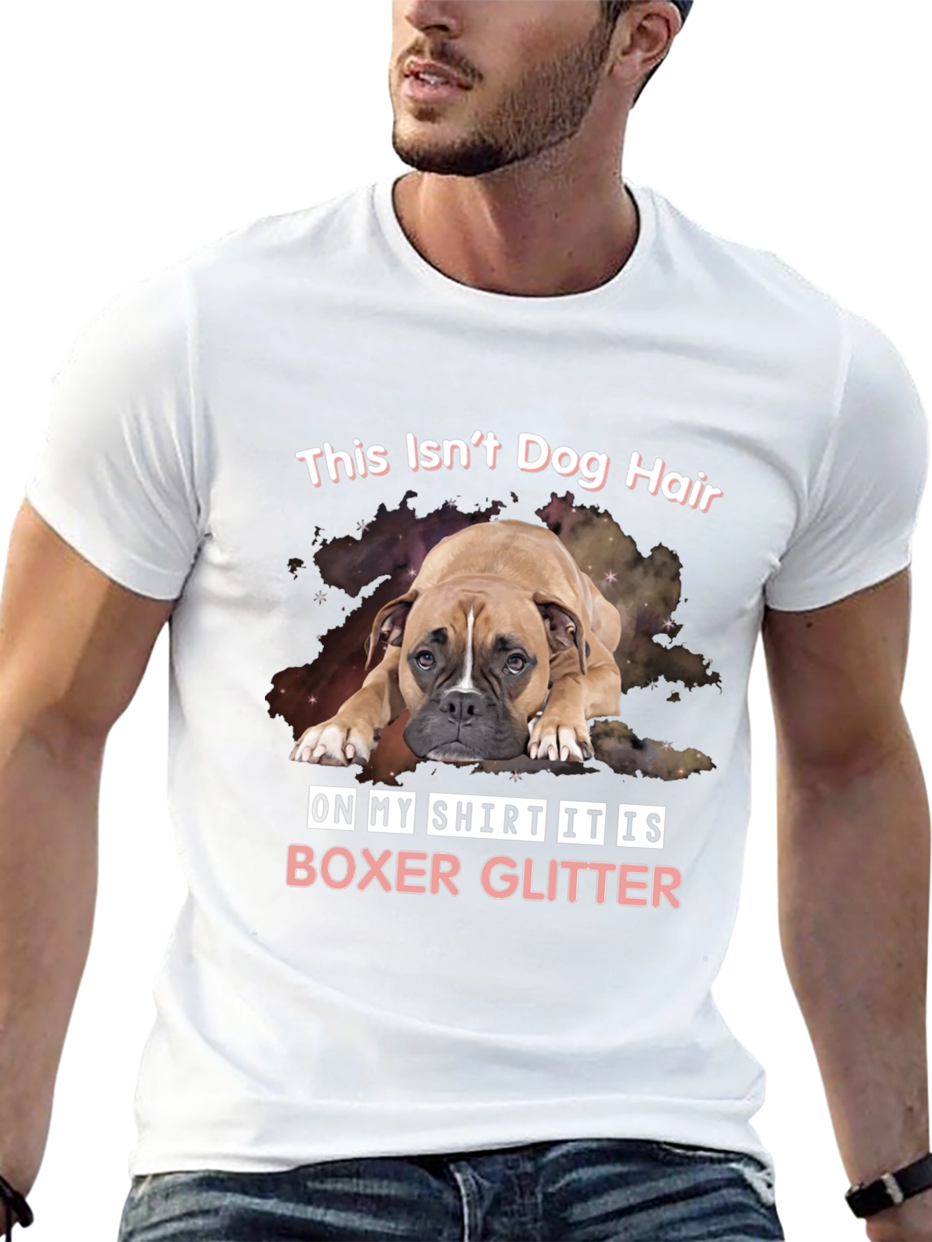 Boxer Glitter T-Shirt Funny Dog Lover Tee