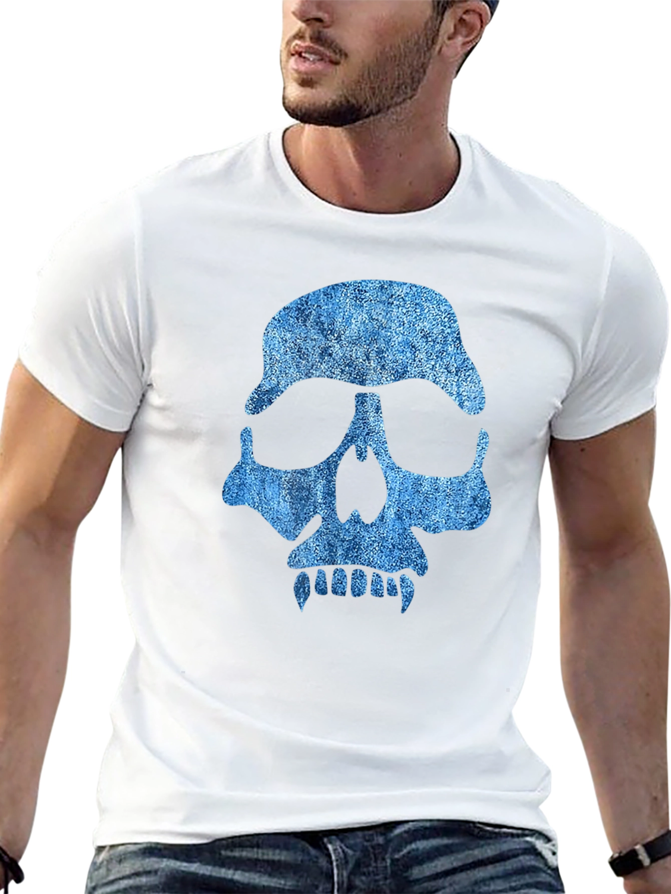 Skull Graphic Tee - Denim Style