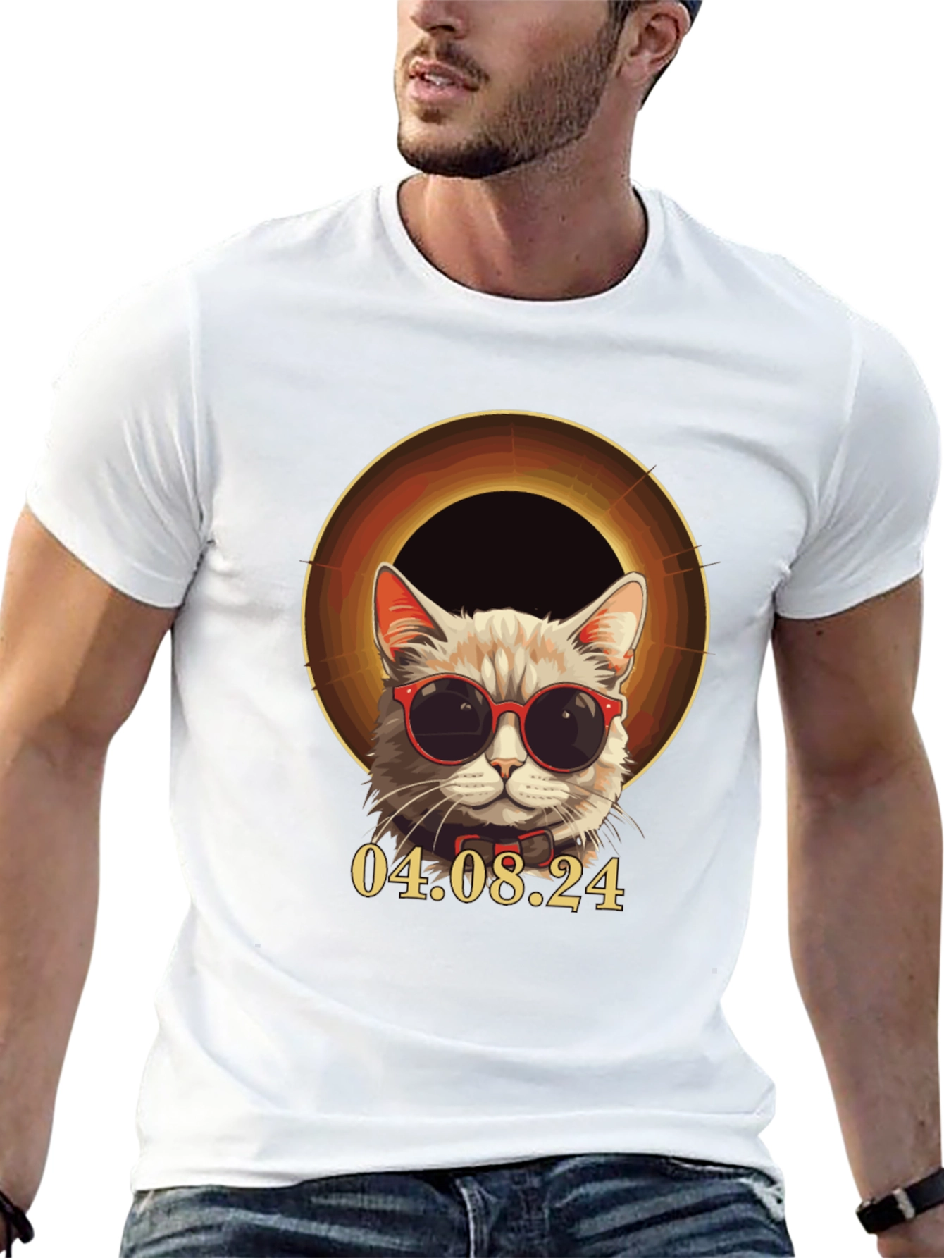 Cool Cat Solar Eclipse T-Shirt - August 4 2024