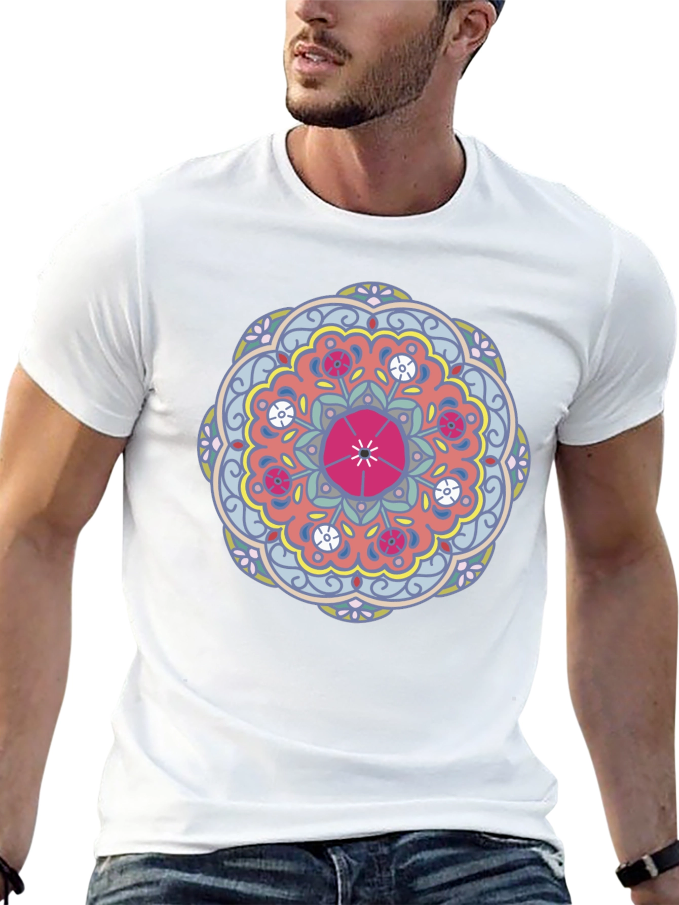Mandala Print Black T-Shirt for Men