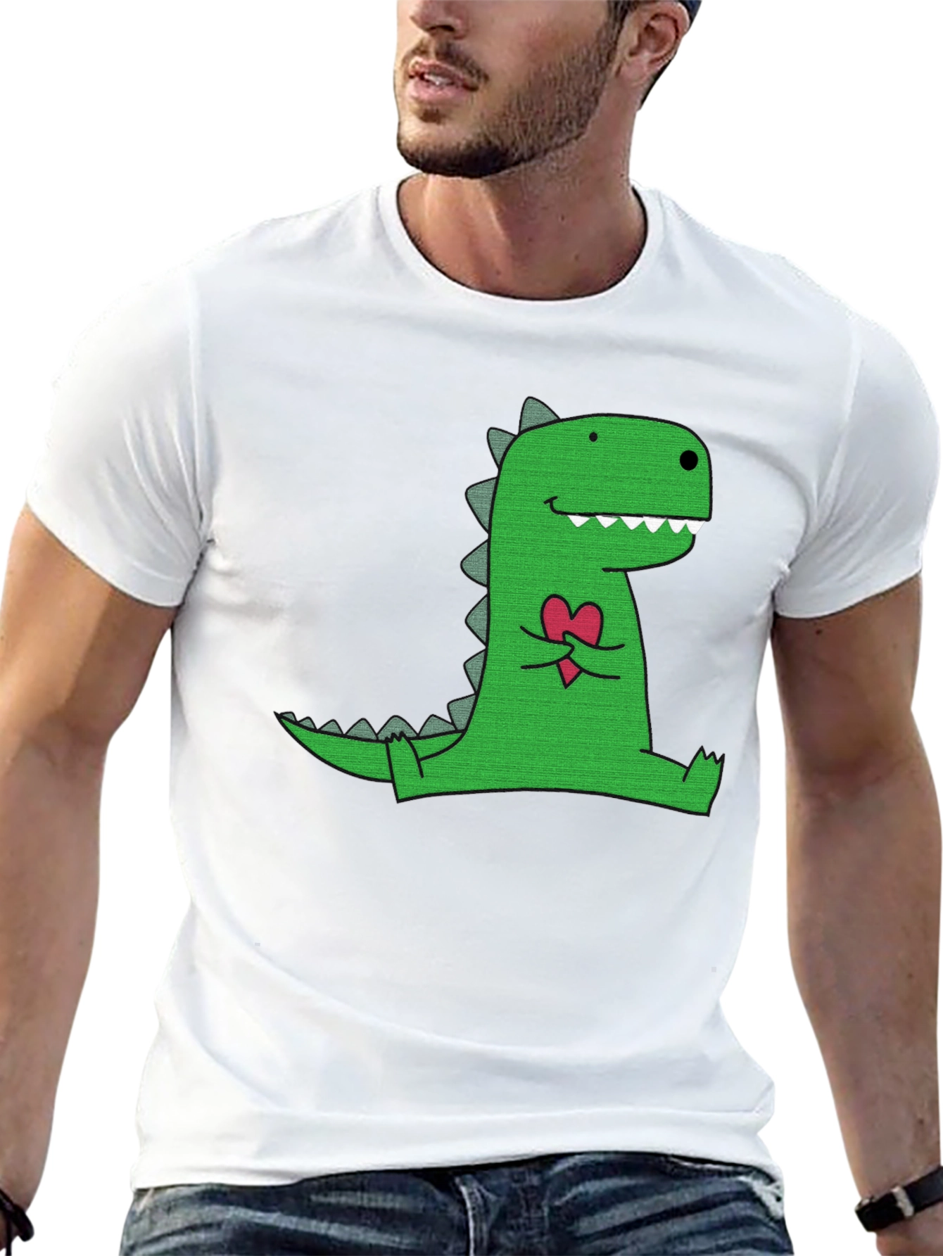 Dino Love T-Shirt - Black Cotton Graphic Tee