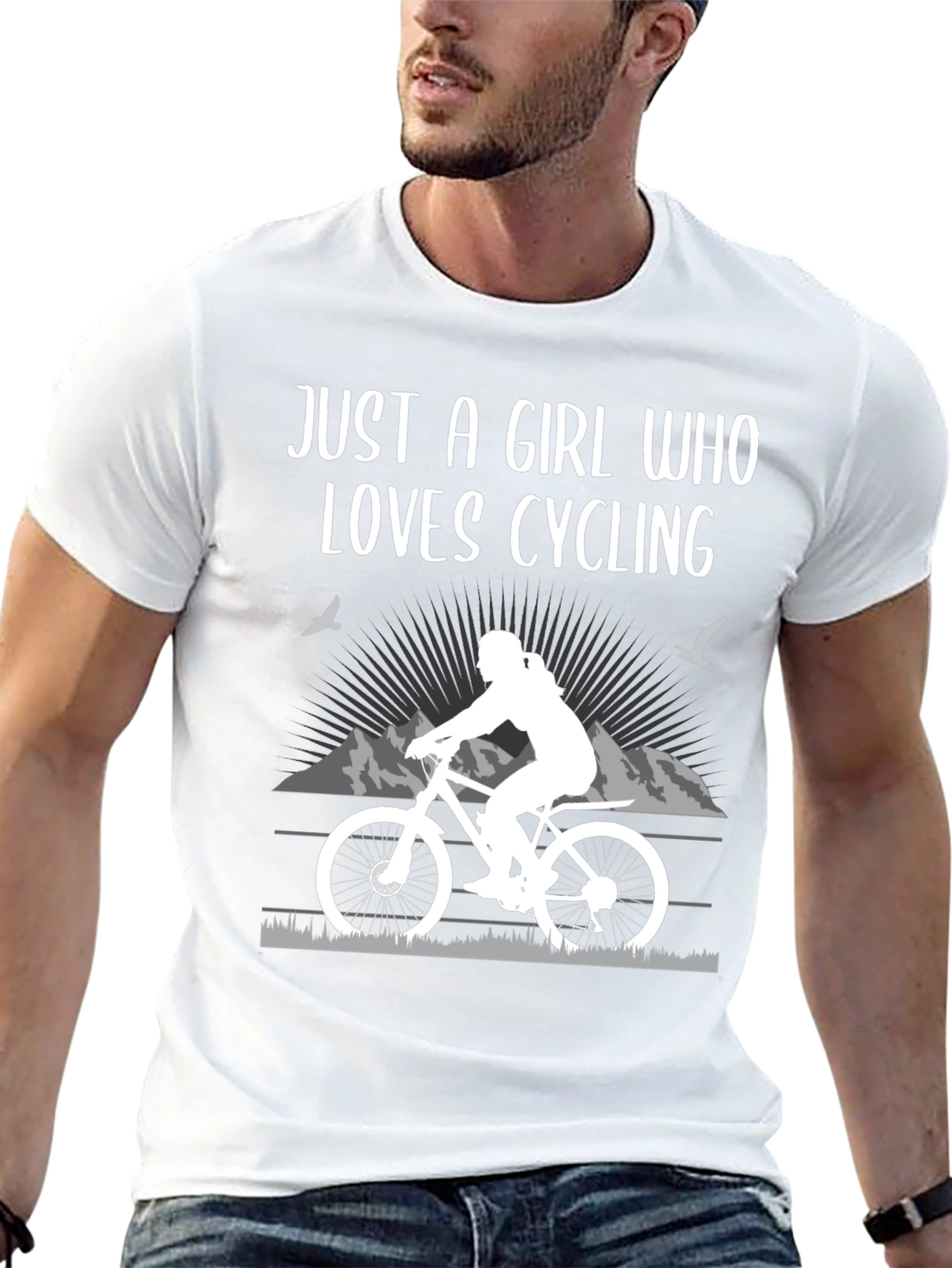 Girl Who Loves Cycling Black T-Shirt