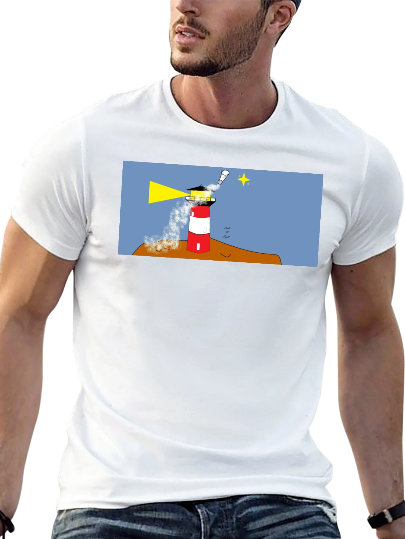 Lighthouse Graphic Tee - Black Cotton T-Shirt