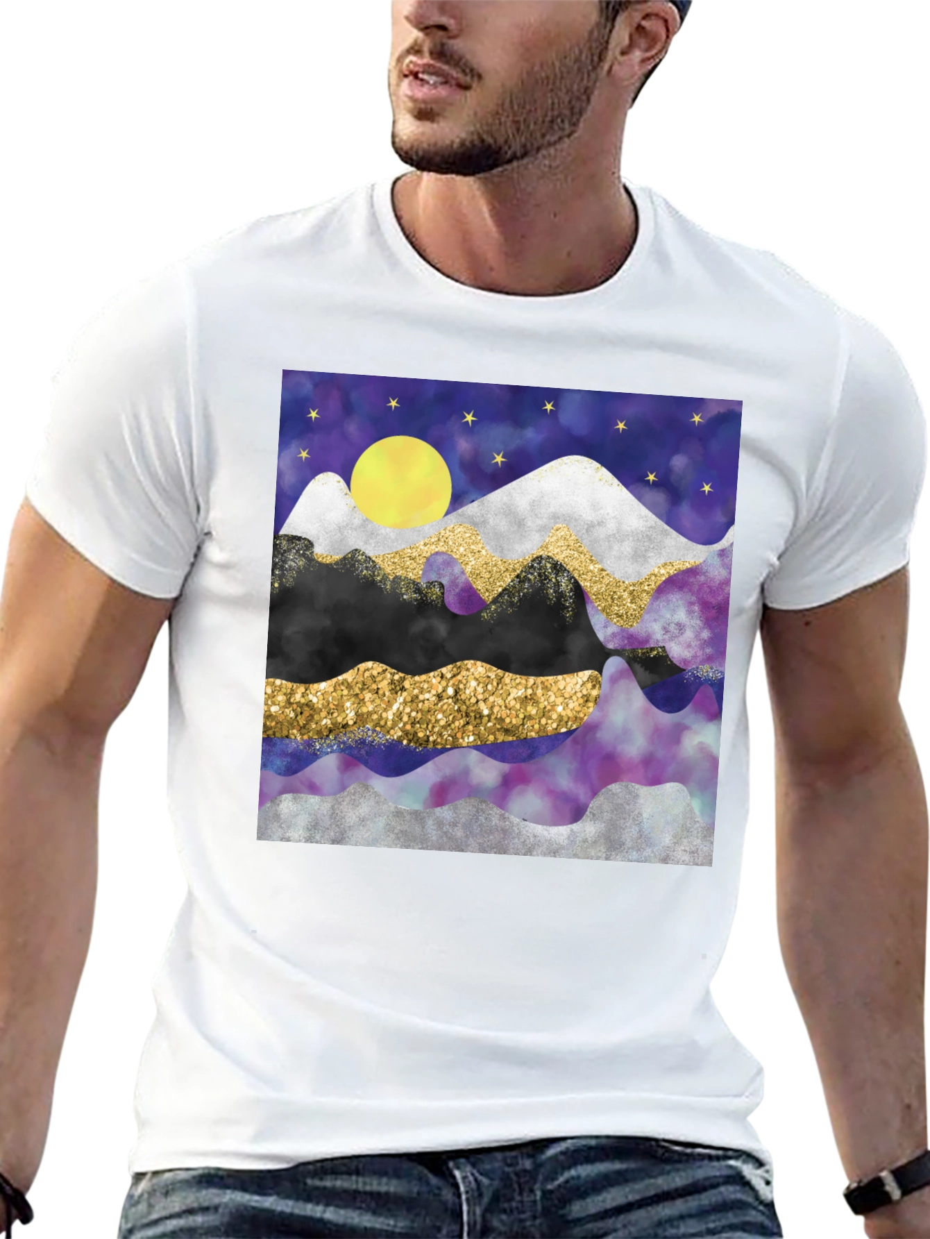 Abstract Mountain & Moon Graphic Tee