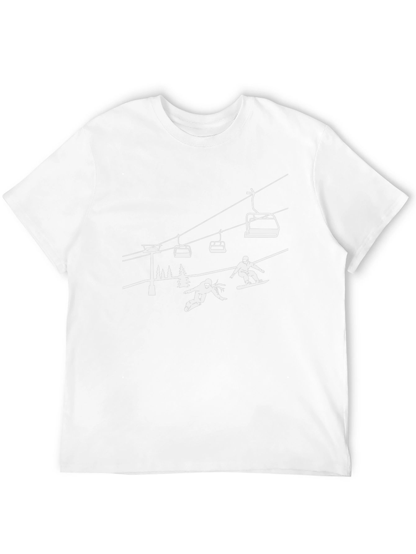 Skiing T-Shirt: Black Cotton Tee with White Graphic