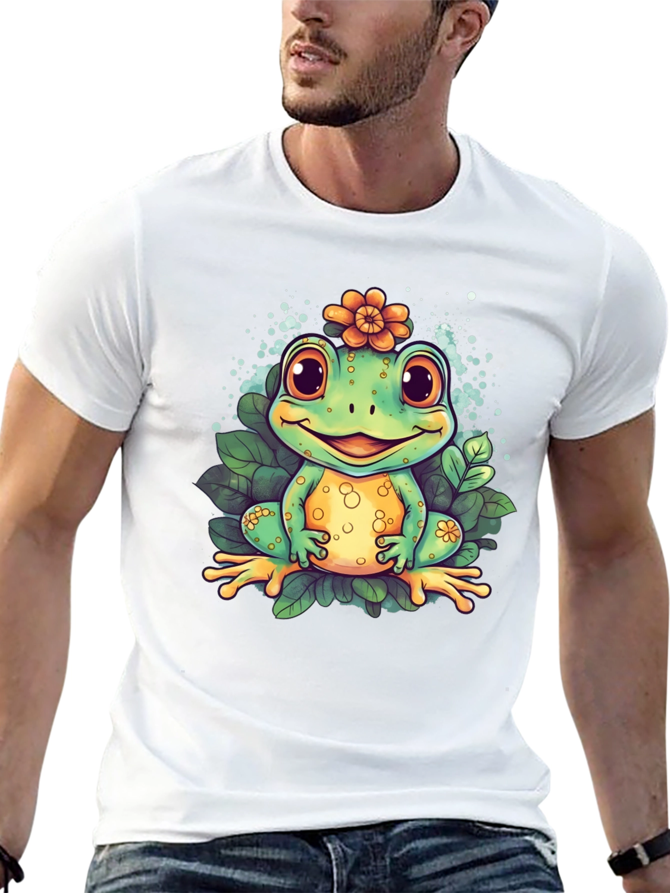 Cute Frog Graphic T-Shirt - Mens Black Tee