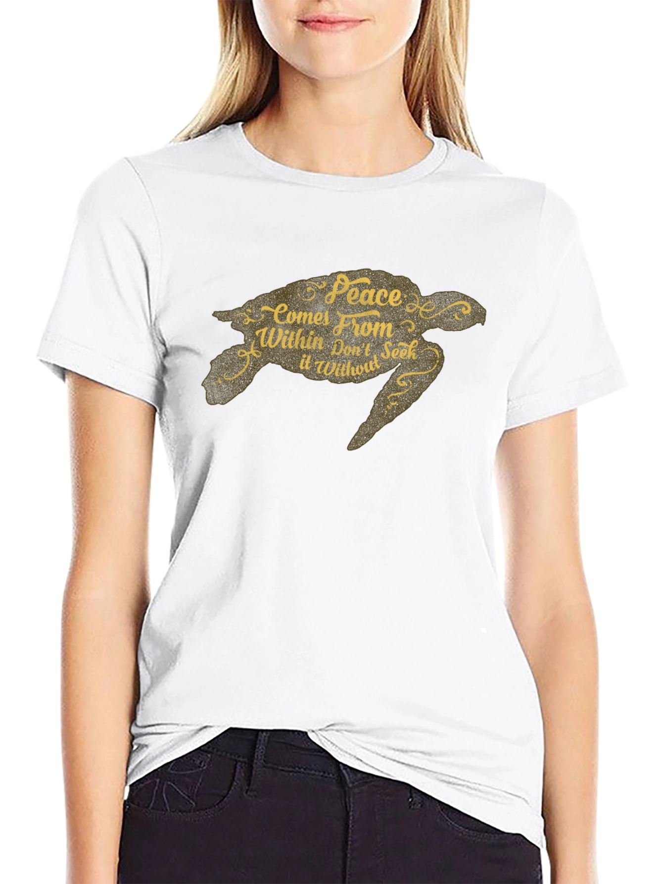 Peace Within Turtle Black Graphic Tee