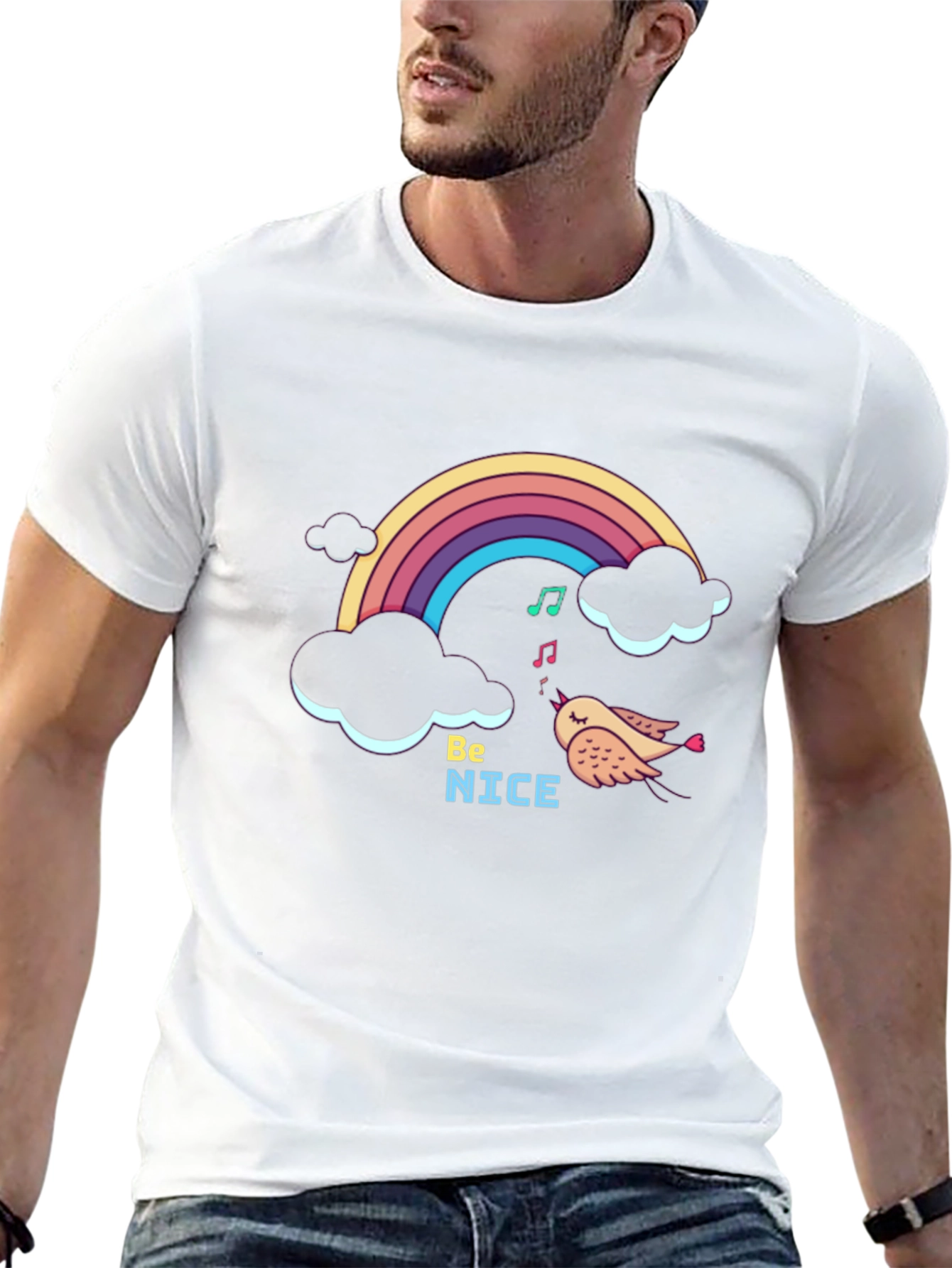 Be Nice Rainbow Graphic T-Shirt