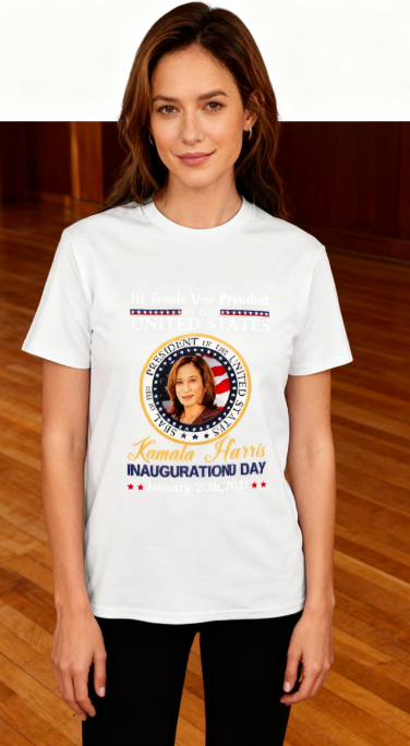 Kamala Harris Inauguration Day T-Shirt - 1st Female US Vice President Graphic Tee, 100% Cotton, Versatile for Multiple Occasions