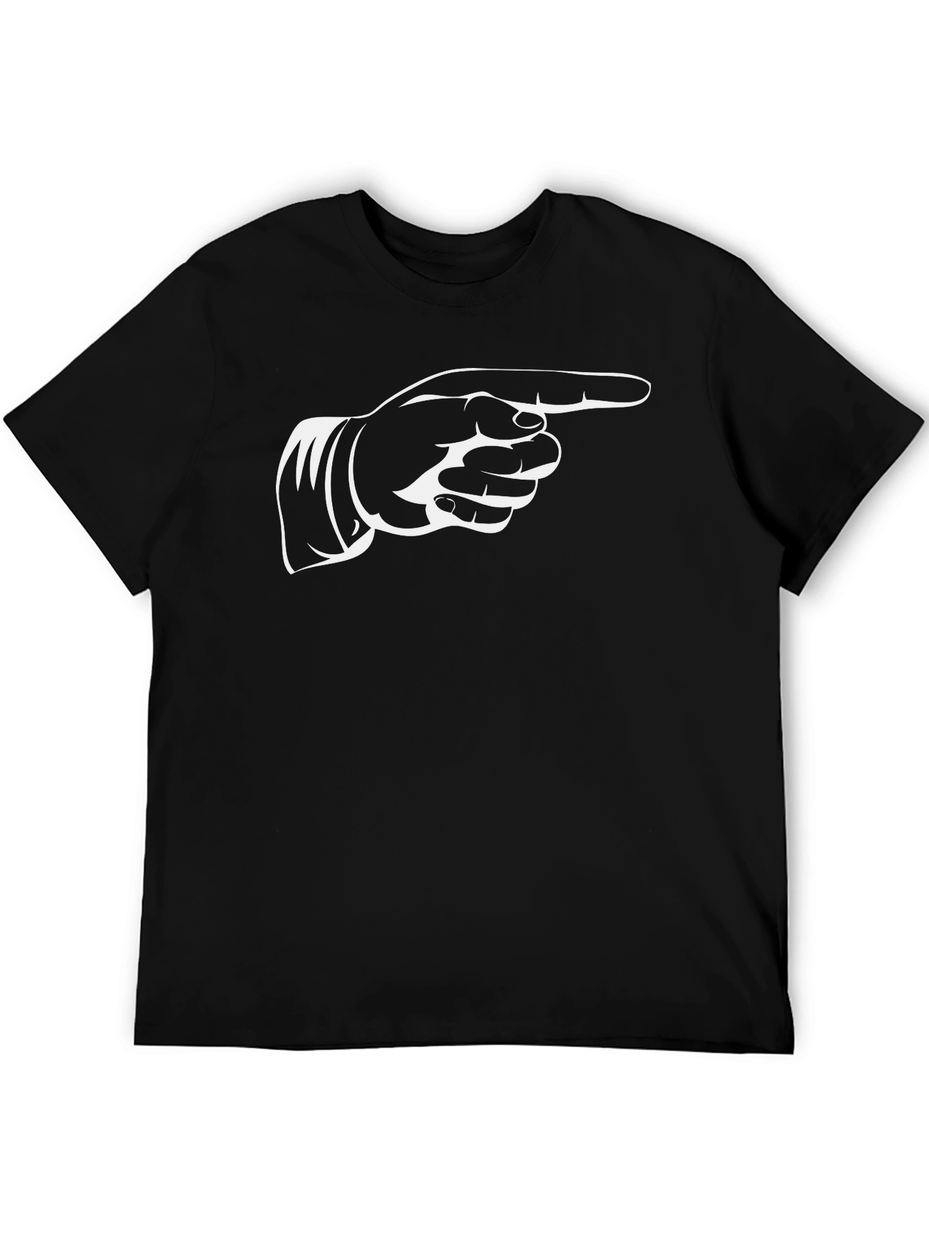 Pointing Finger Graphic Tee - Black Cotton T-Shirt
