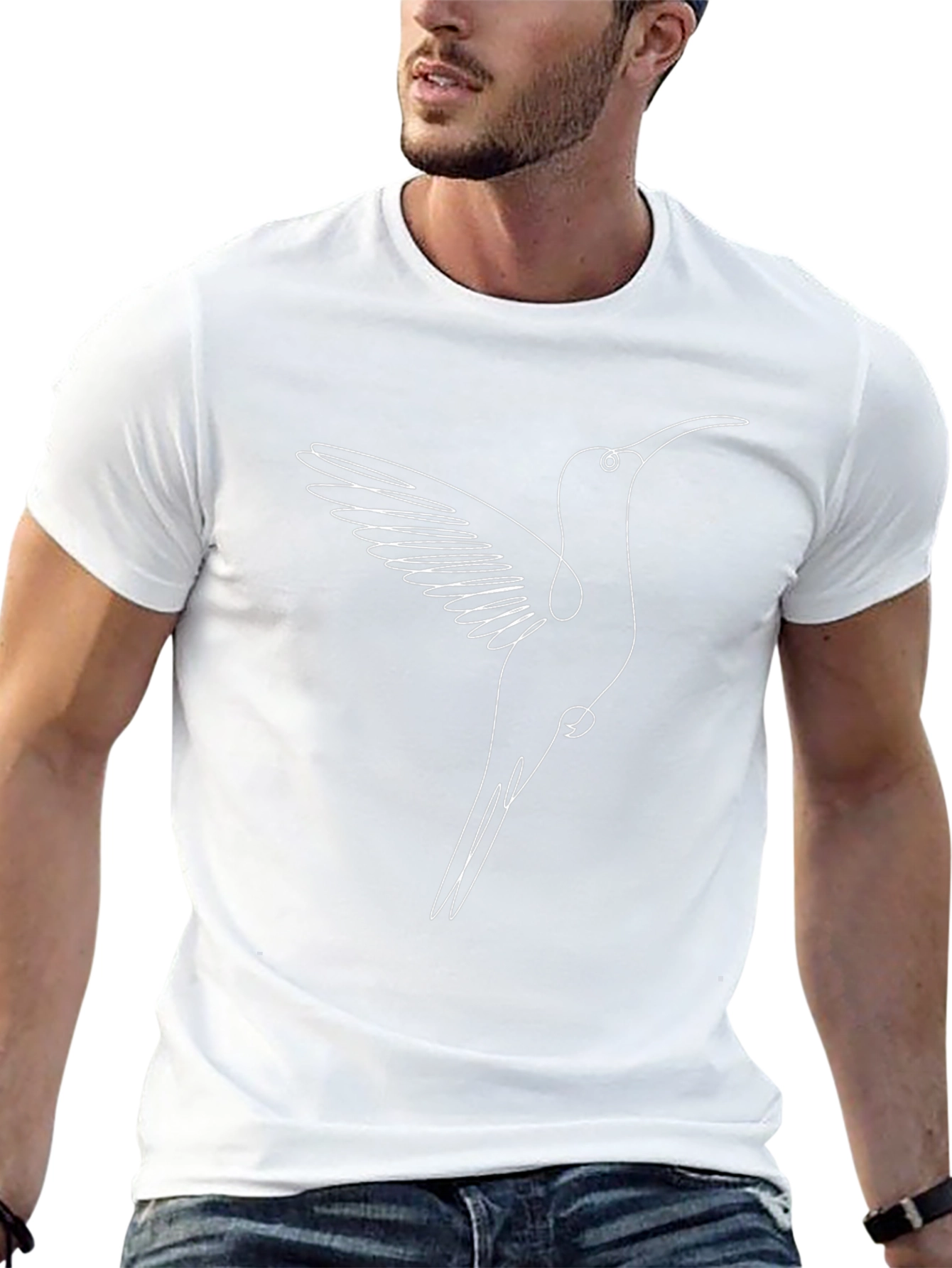 Hummingbird Line Art Graphic Tee - Stylish Casual Wear