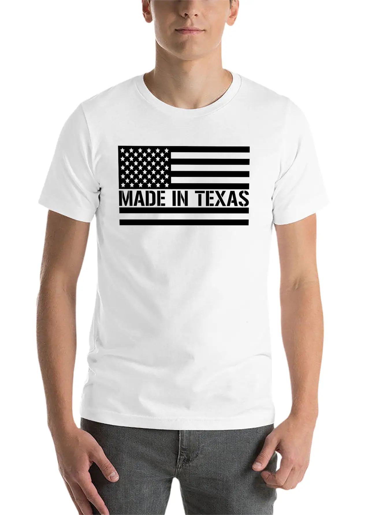 American Flag Made In Texas Unisex Casual T-Shirt – Clean Design For Daily Comfort
