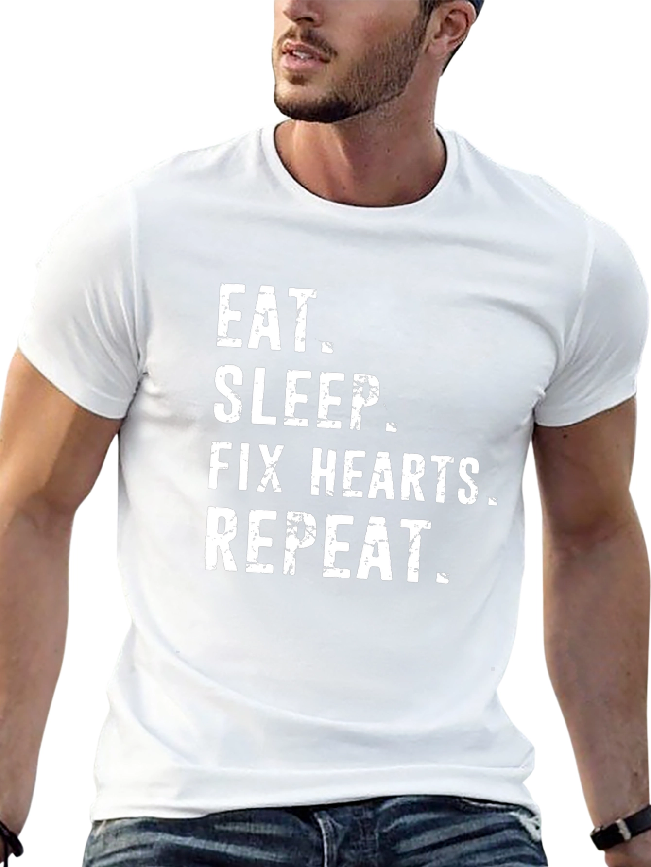 Eat Sleep Fix Hearts Repeat Black T-Shirt