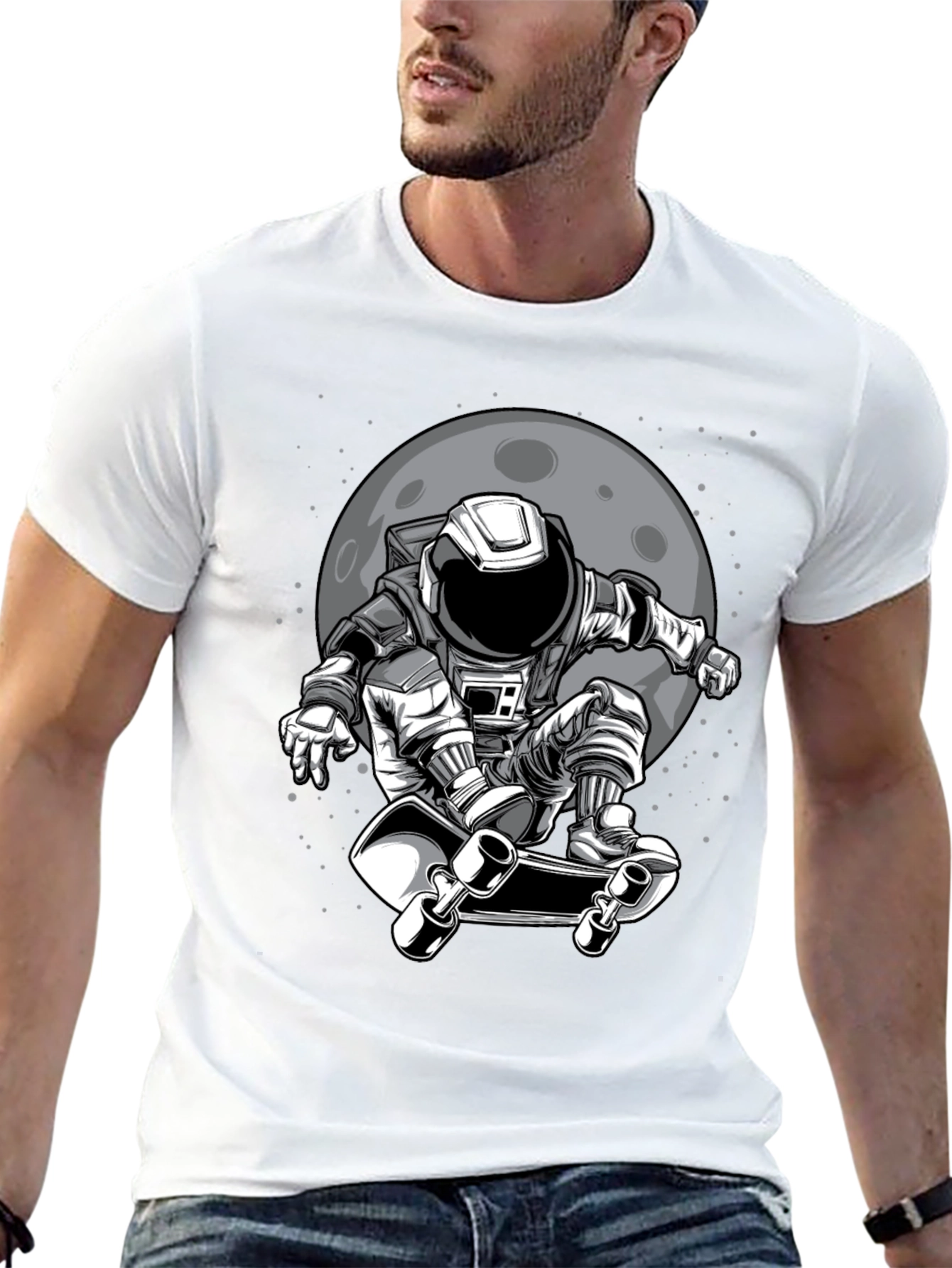 Astronaut Skateboarder Graphic T-Shirt