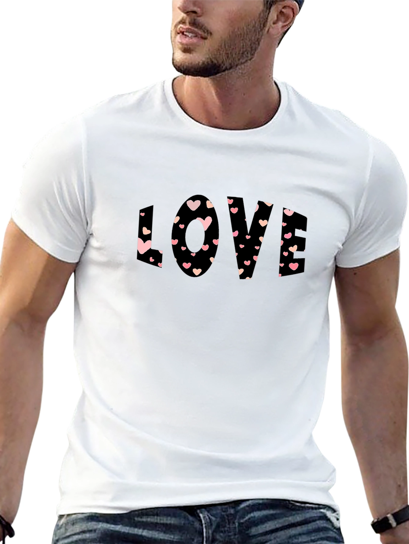 Love Heart Graphic Tee - Black Casual Shirt
